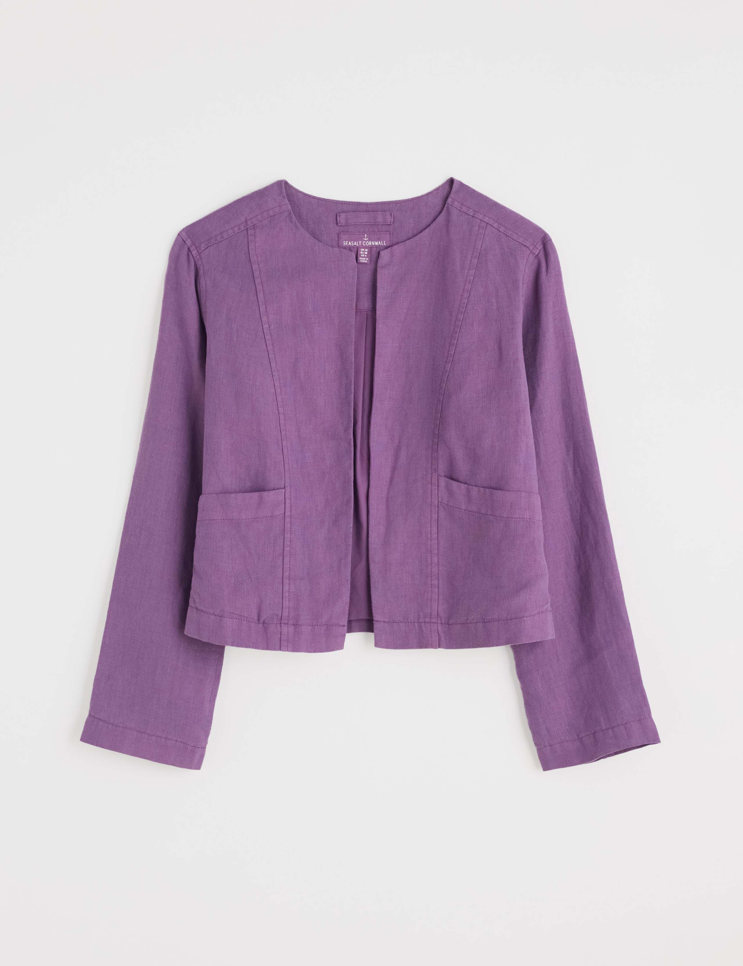 Pure Linen Collarless Cropped Jacket 2 of 4