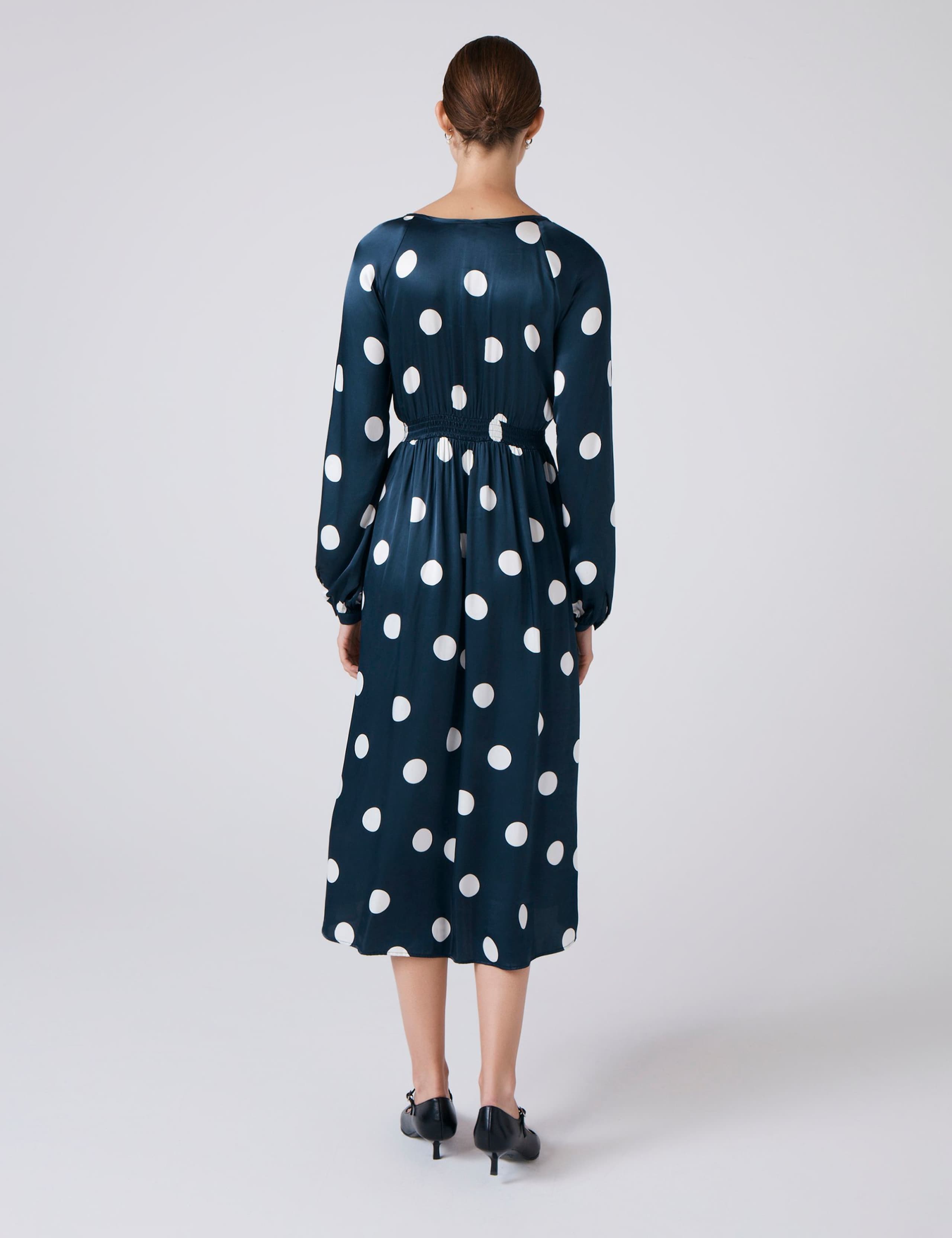 Polka Dot V-Neck Midi Wrap Dress 3 of 5