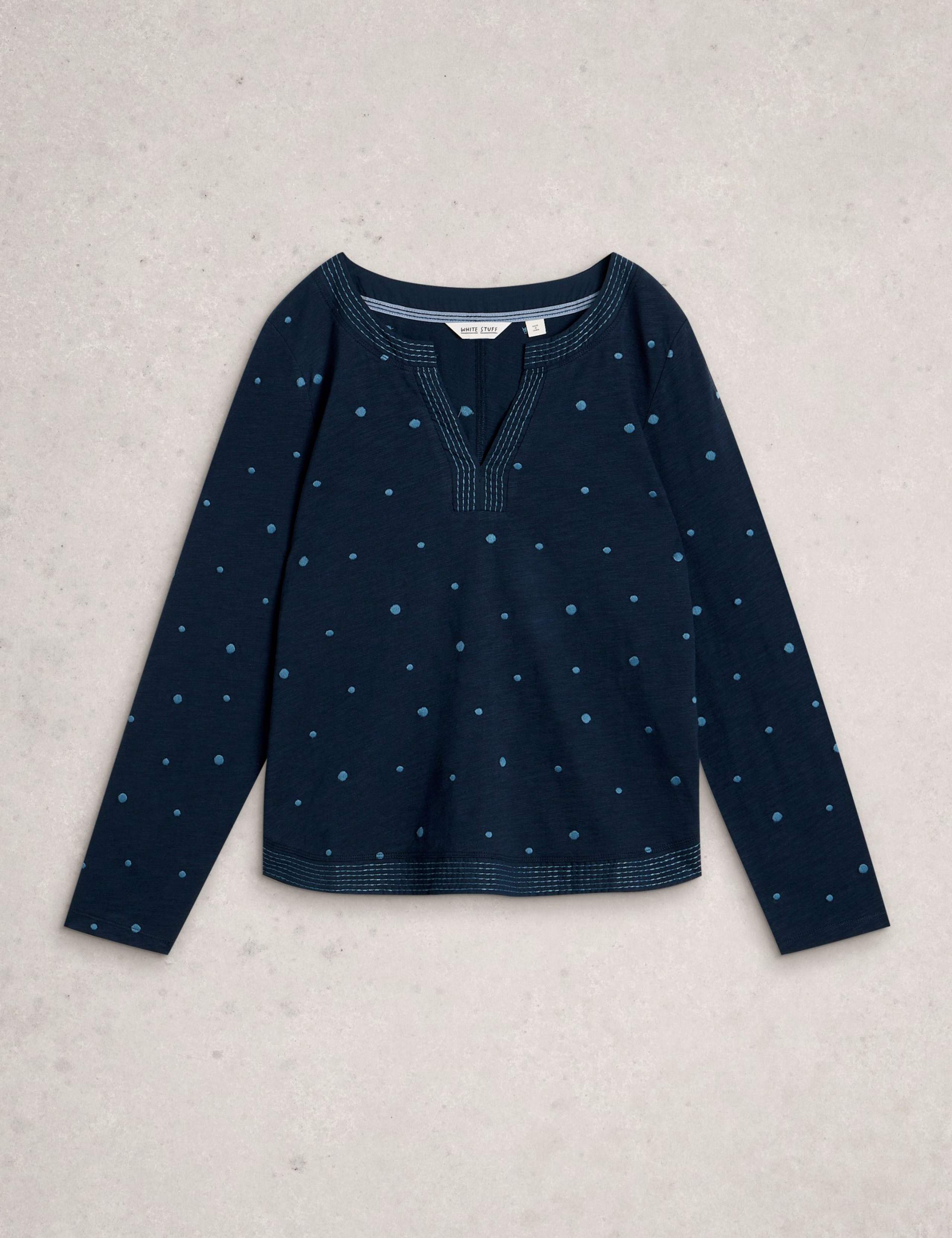 Pure Cotton Embroidered Notch Neck Top 2 of 6