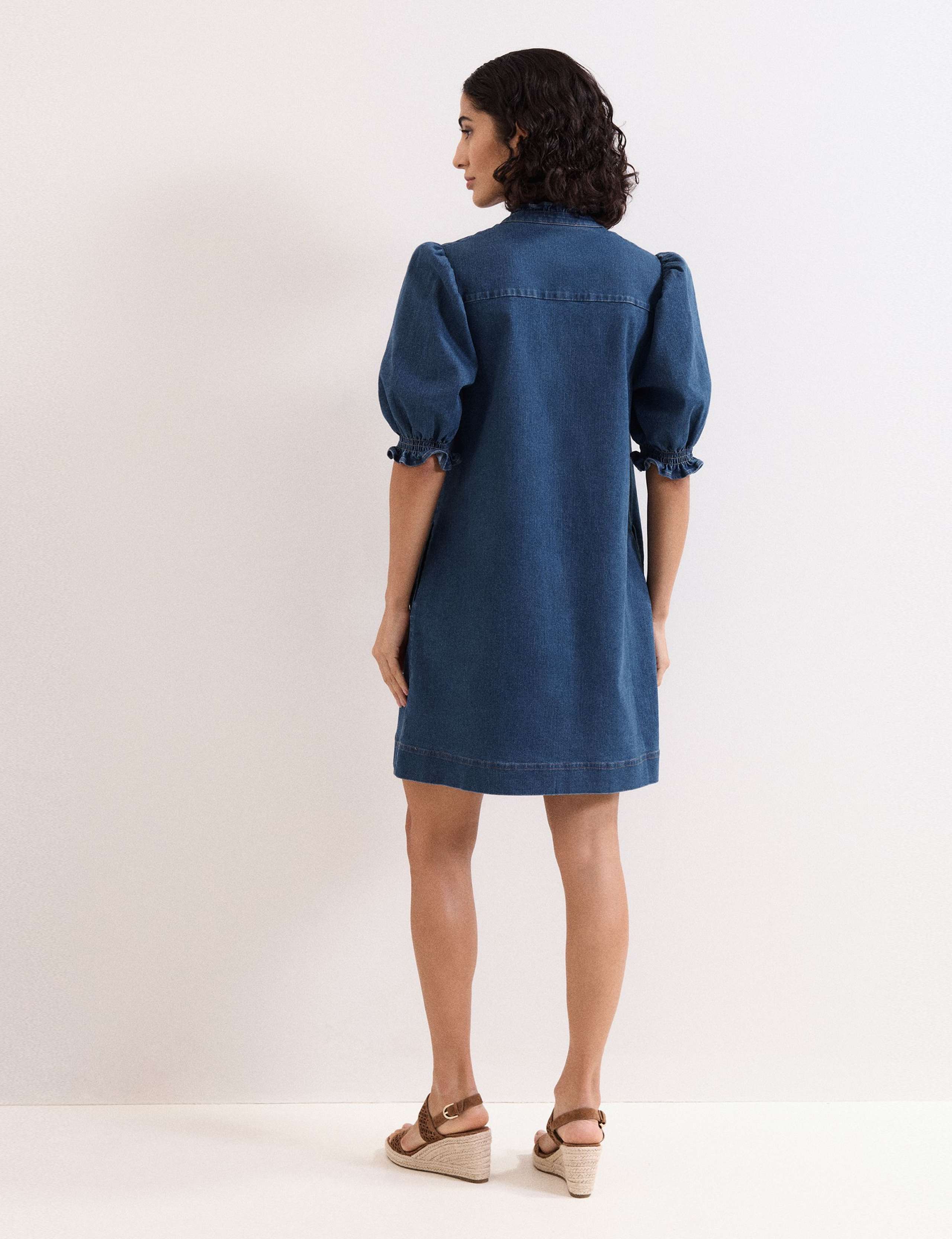 Denim Mini Shift Dress 4 of 6