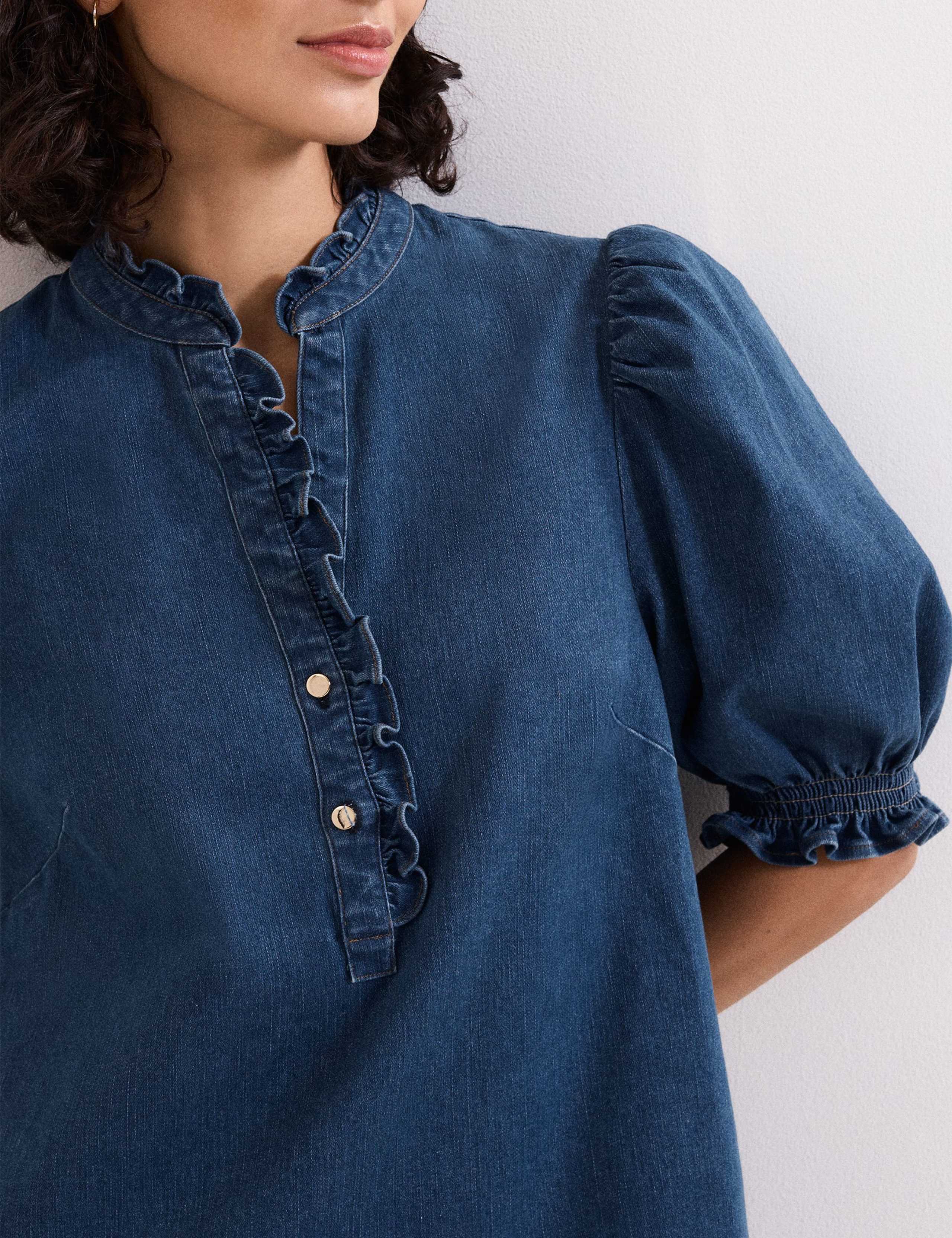 Denim Mini Shift Dress 5 of 6