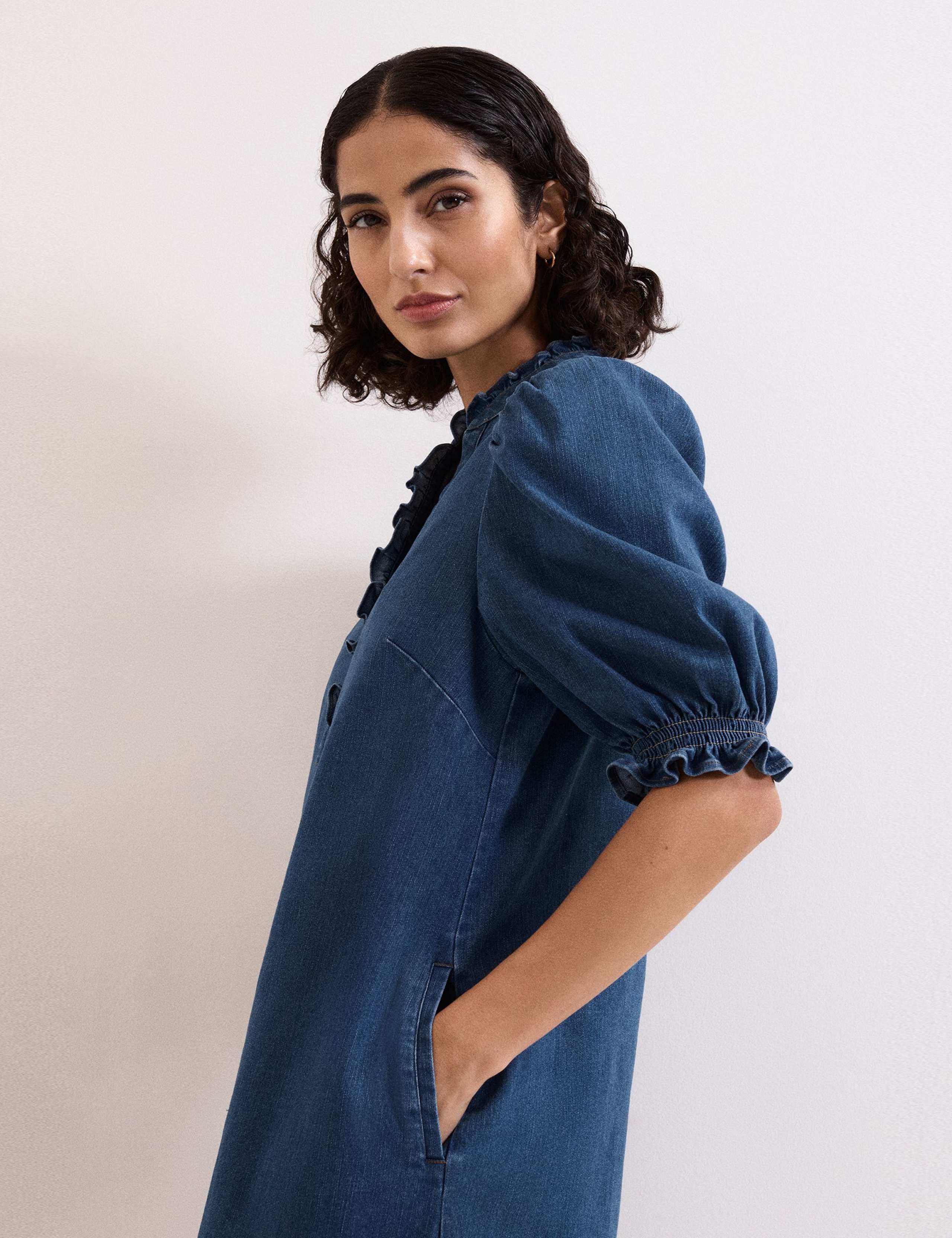 Denim Mini Shift Dress 6 of 6