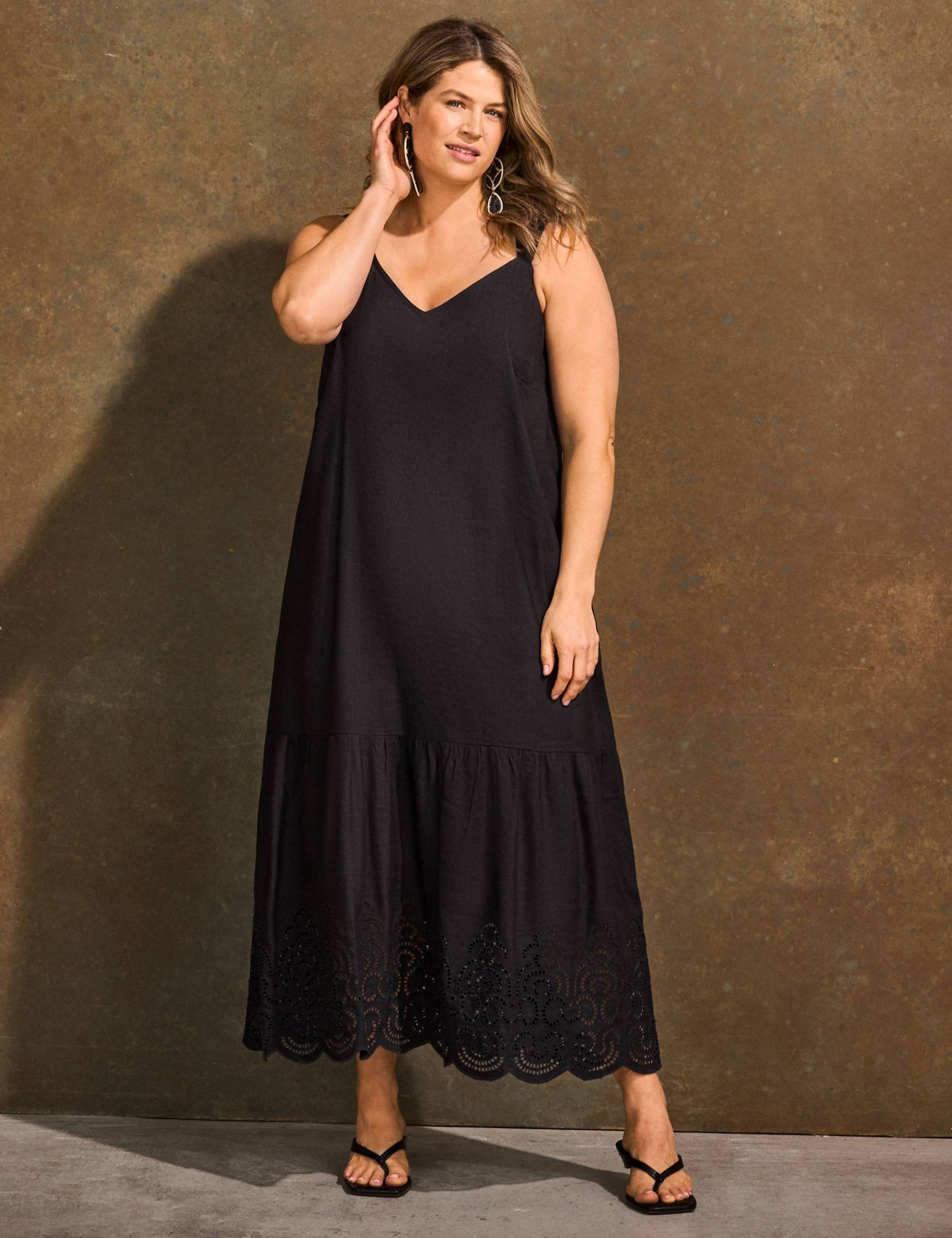 Linen Blend Broderie Maxi Swing Dress 2 of 8