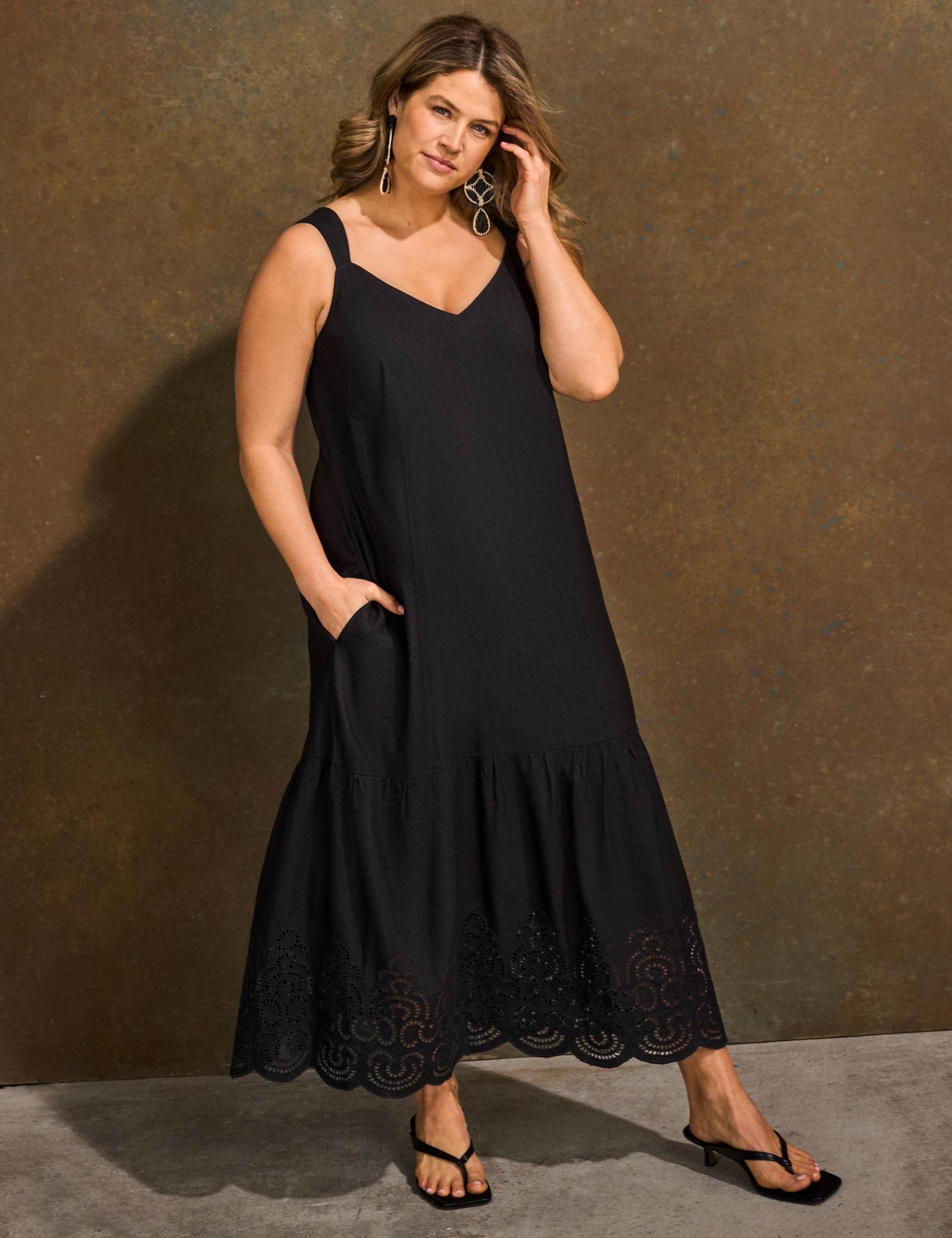 Linen Blend Broderie Maxi Swing Dress 7 of 8