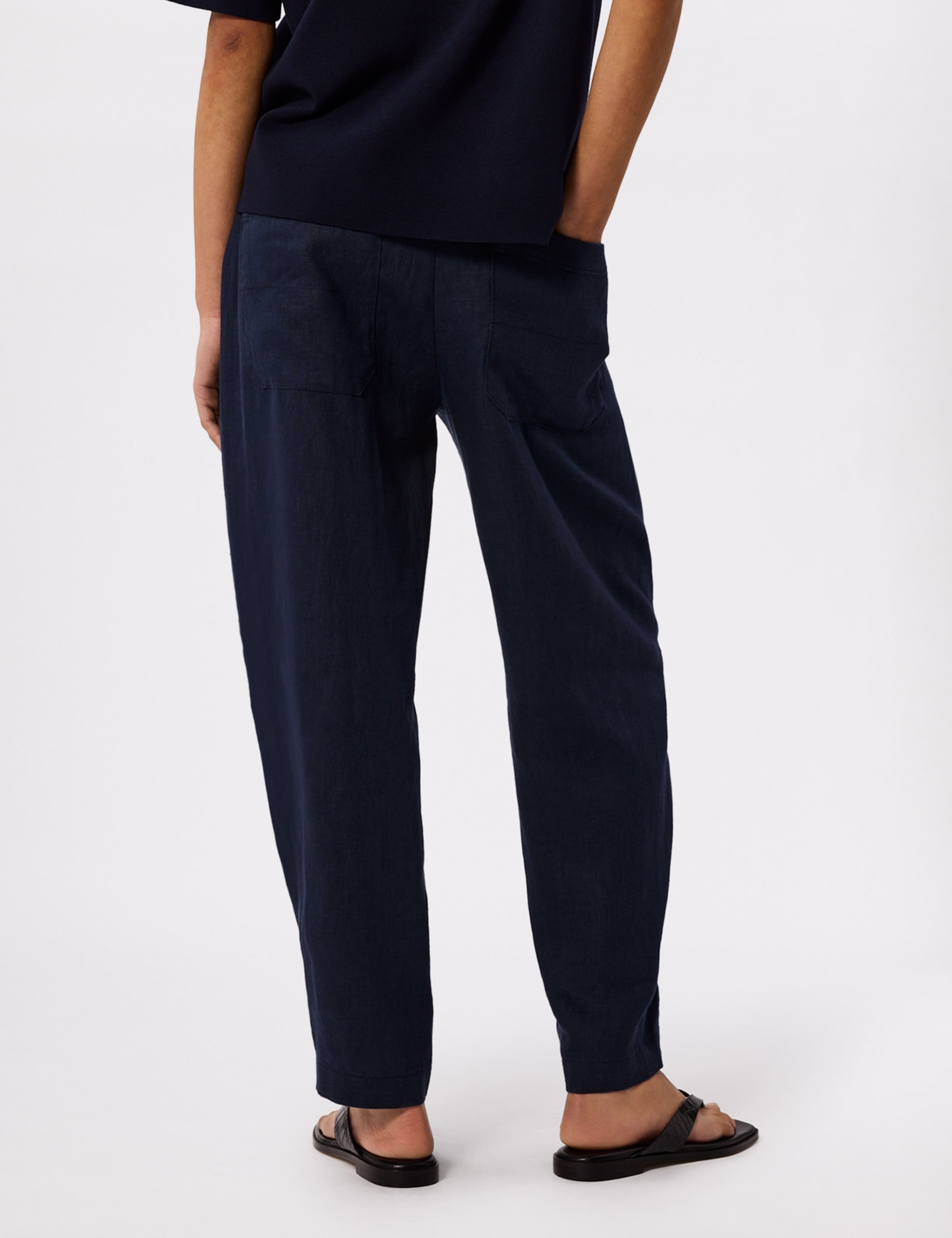 Pure Linen Barrel Leg Ankle Grazer Trousers 5 of 6