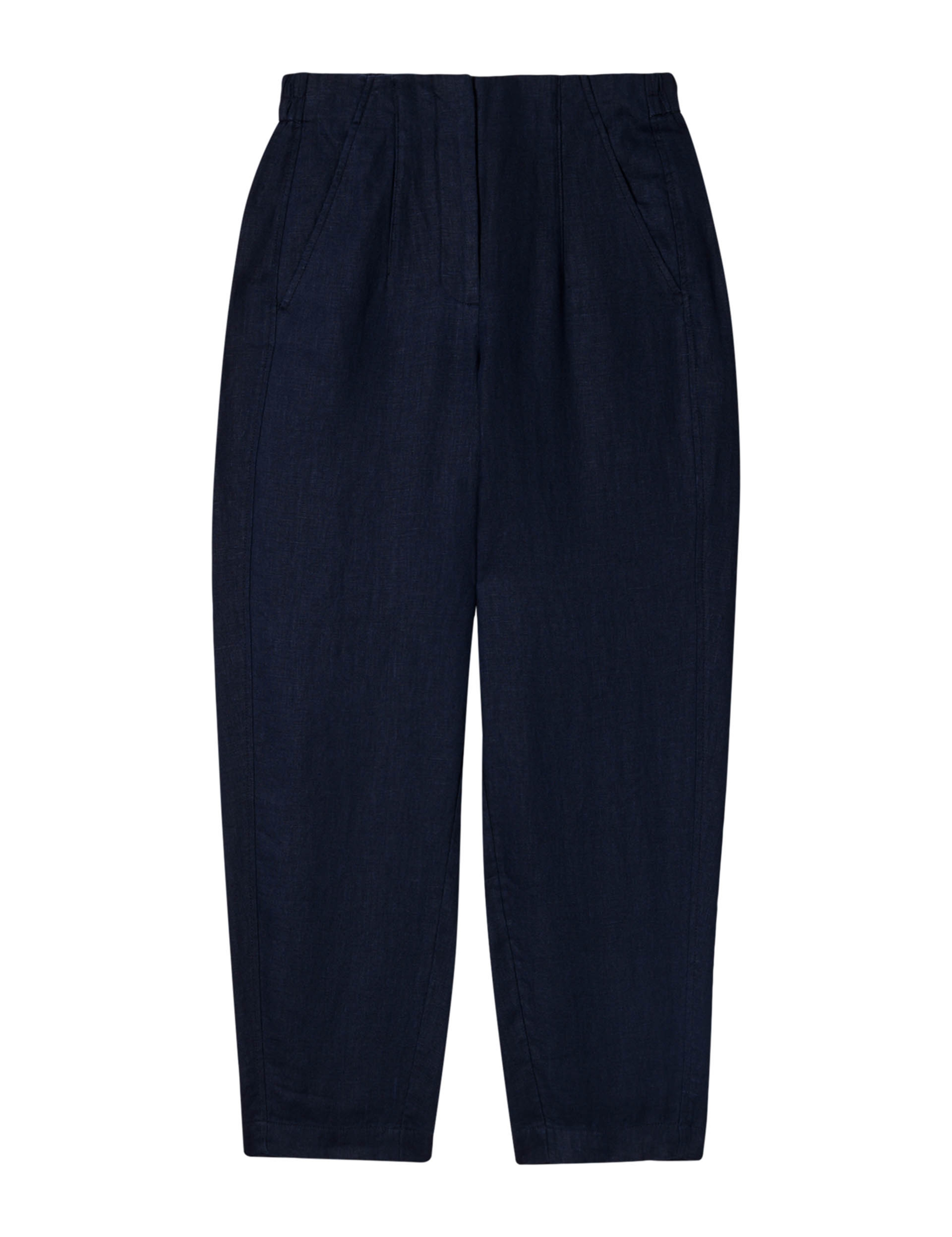 Pure Linen Barrel Leg Ankle Grazer Trousers 2 of 6