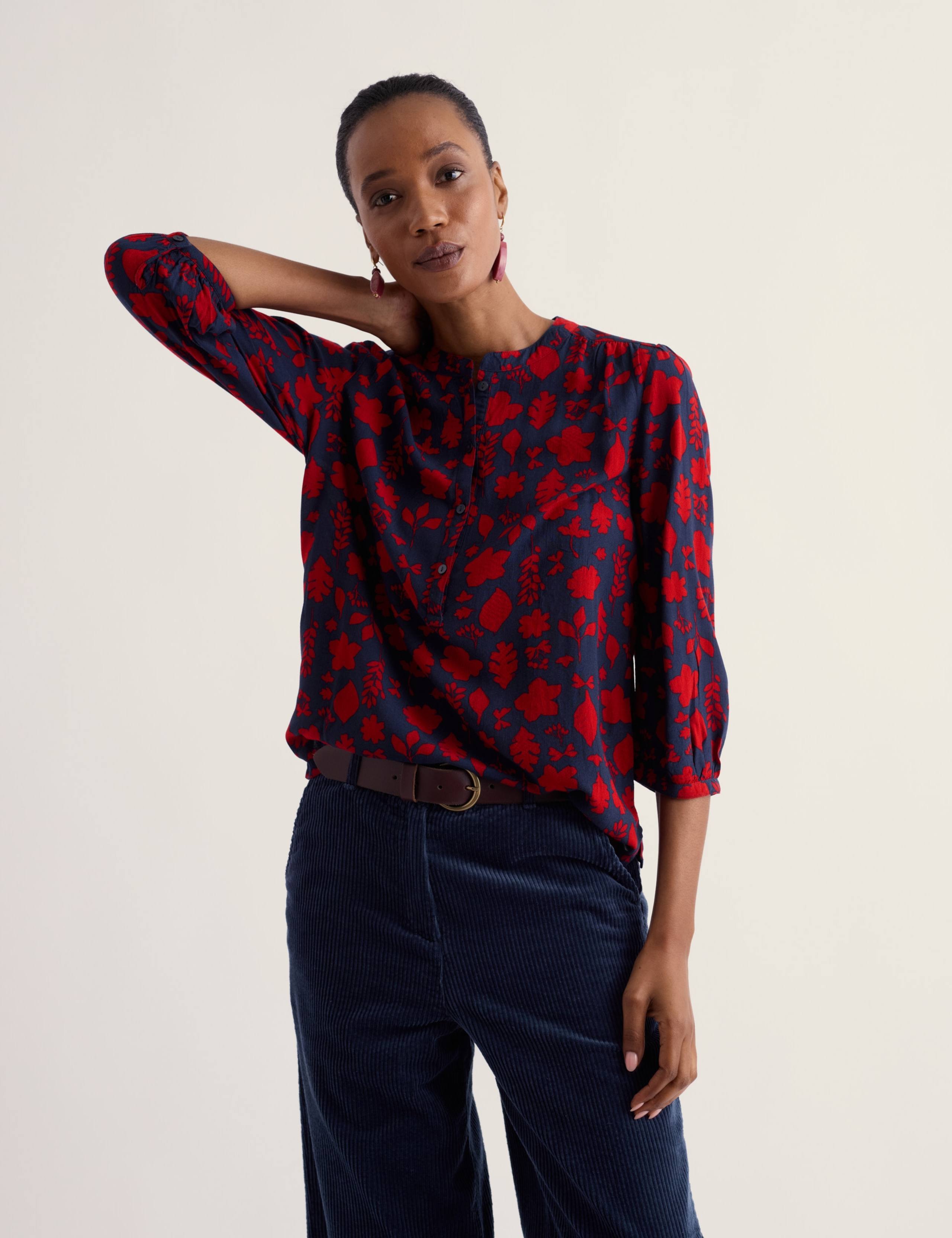 Floral Collared Blouson Sleeve Shirt 3 of 5