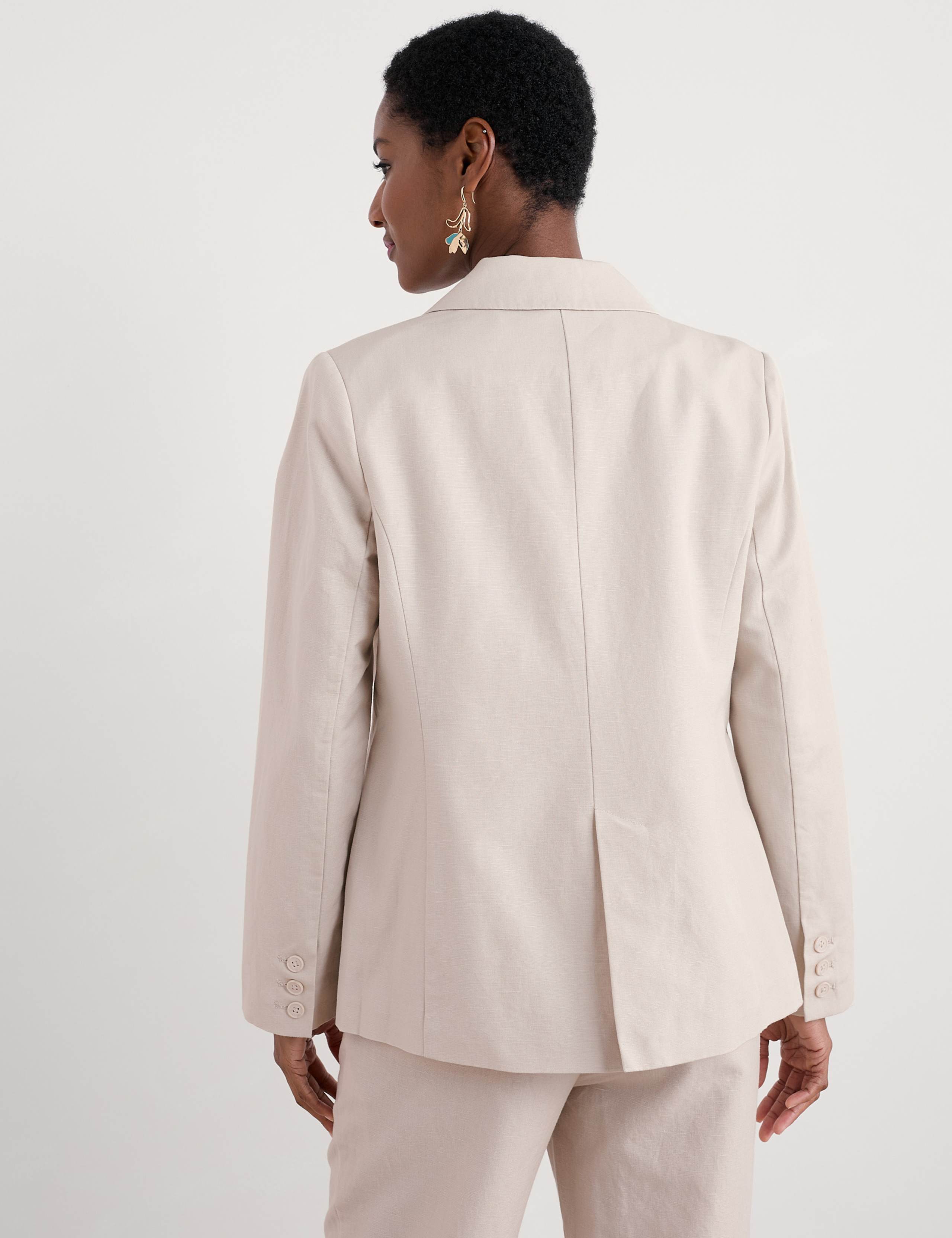 Linen Blend Tailored Single Breasted Blazer 3 of 4