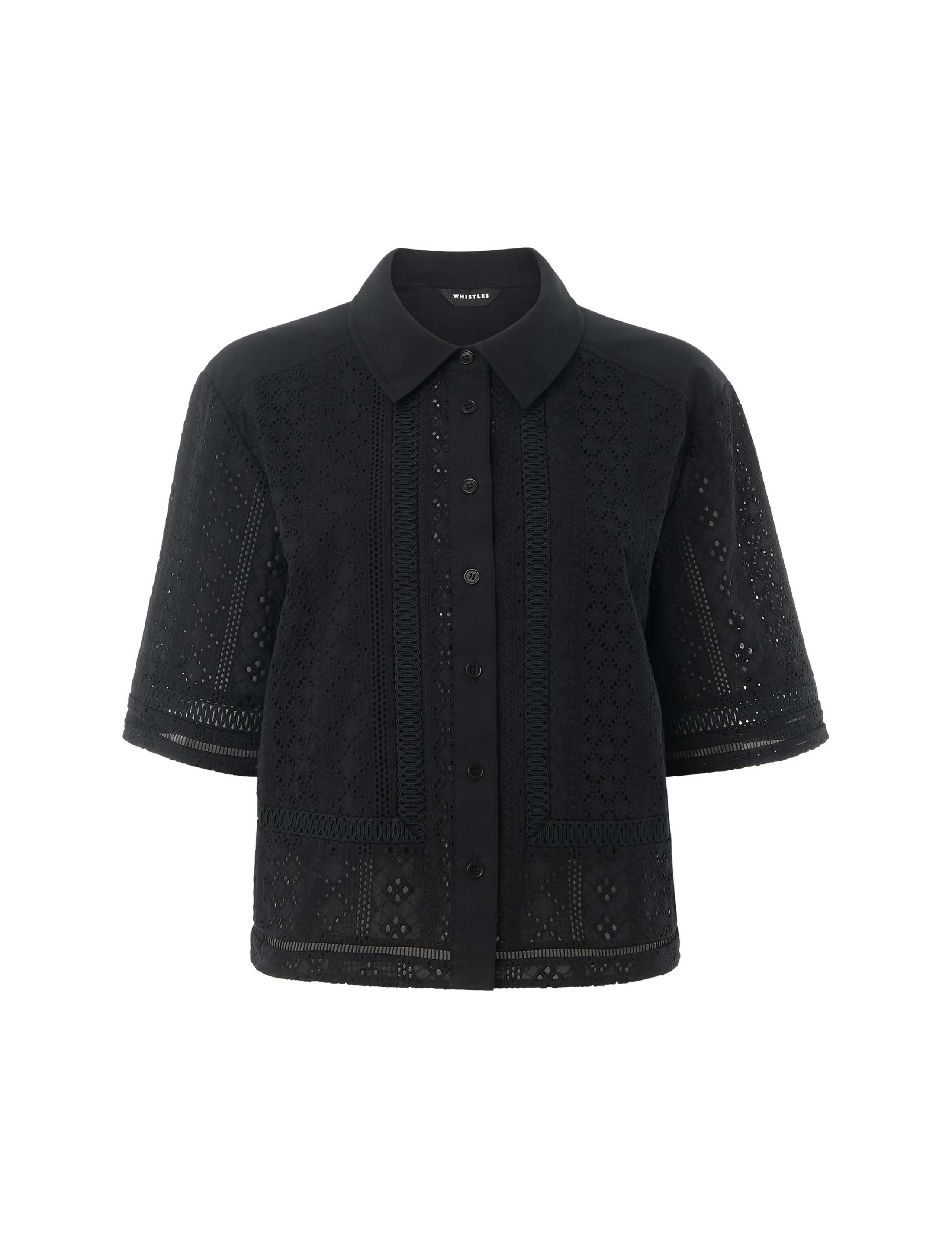 Pure Cotton Broderie Collared Shirt 2 of 4