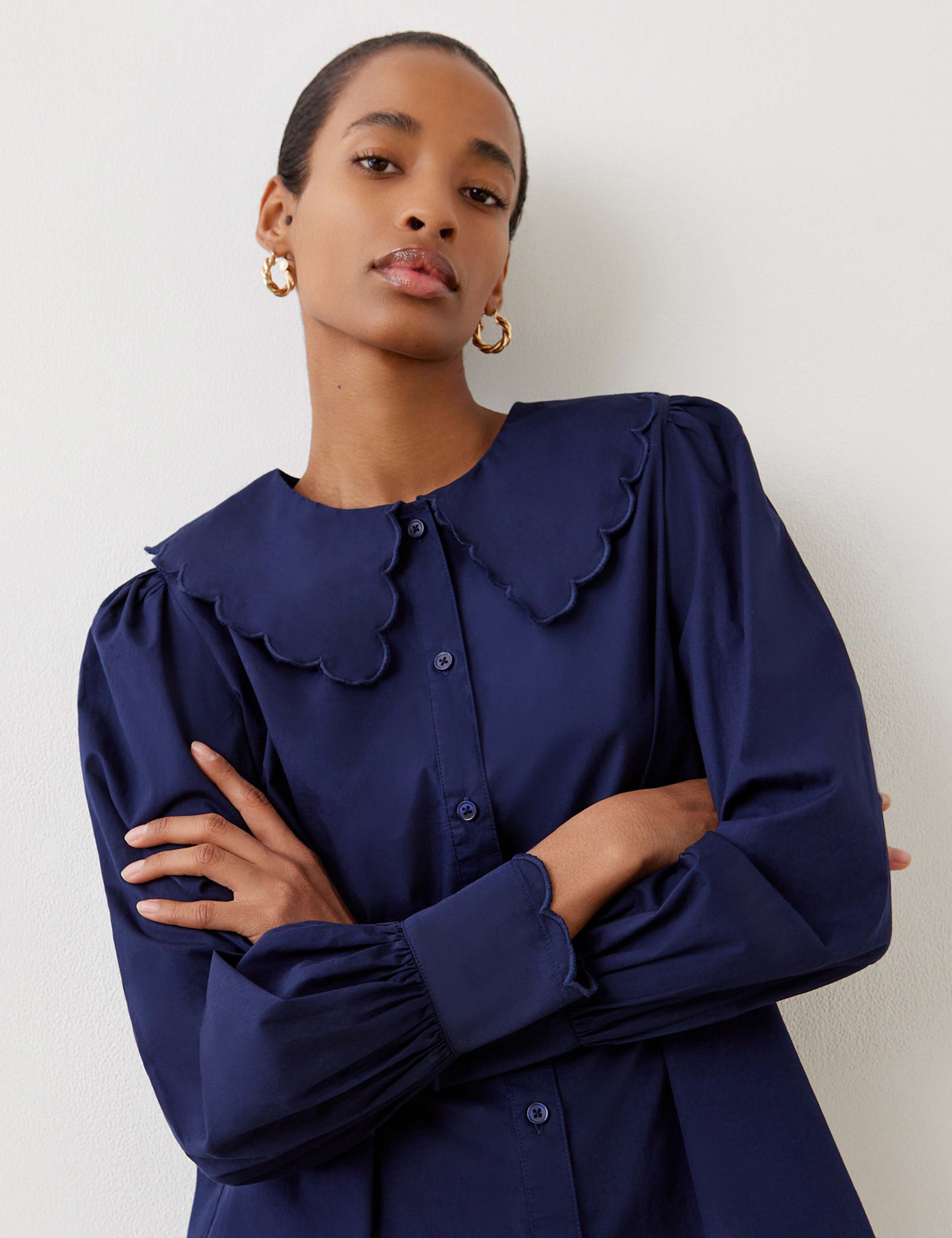 Pure Cotton Peter Pan Collar Shirt 2 of 4