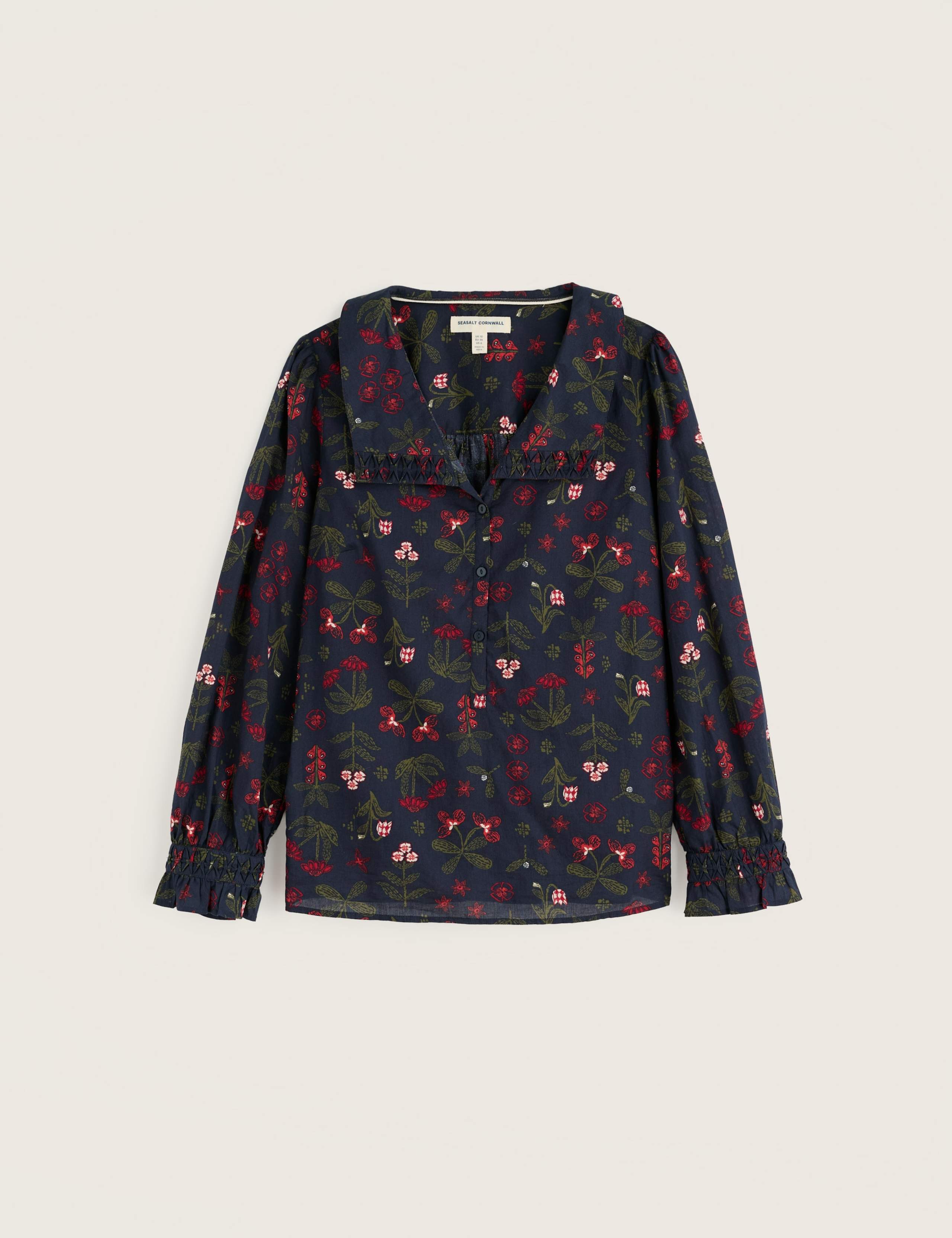 Pure Cotton Printed Collared Gathered Blouse 2 of 5