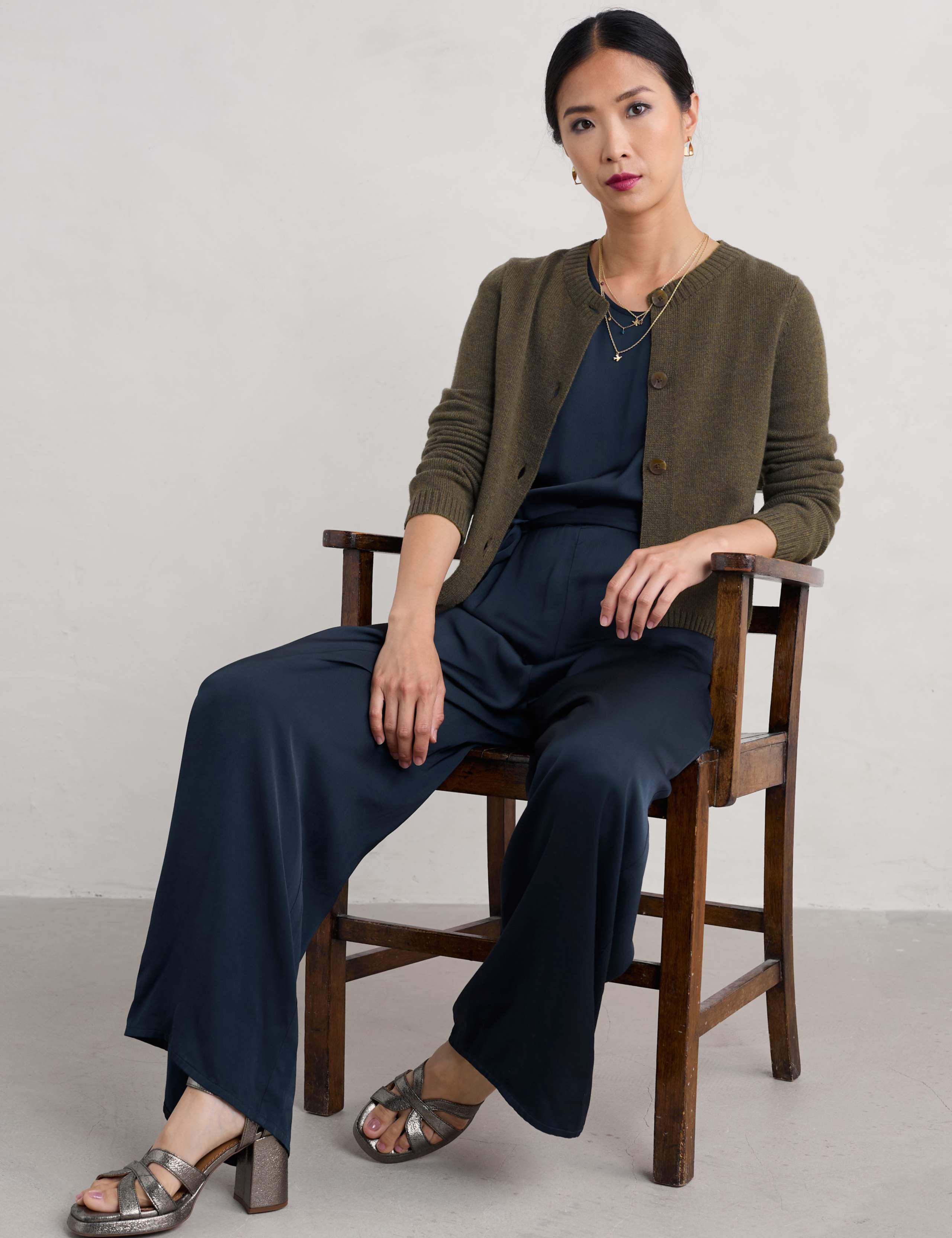 Merino Wool Rich Crew Neck Cardigan 3 of 4