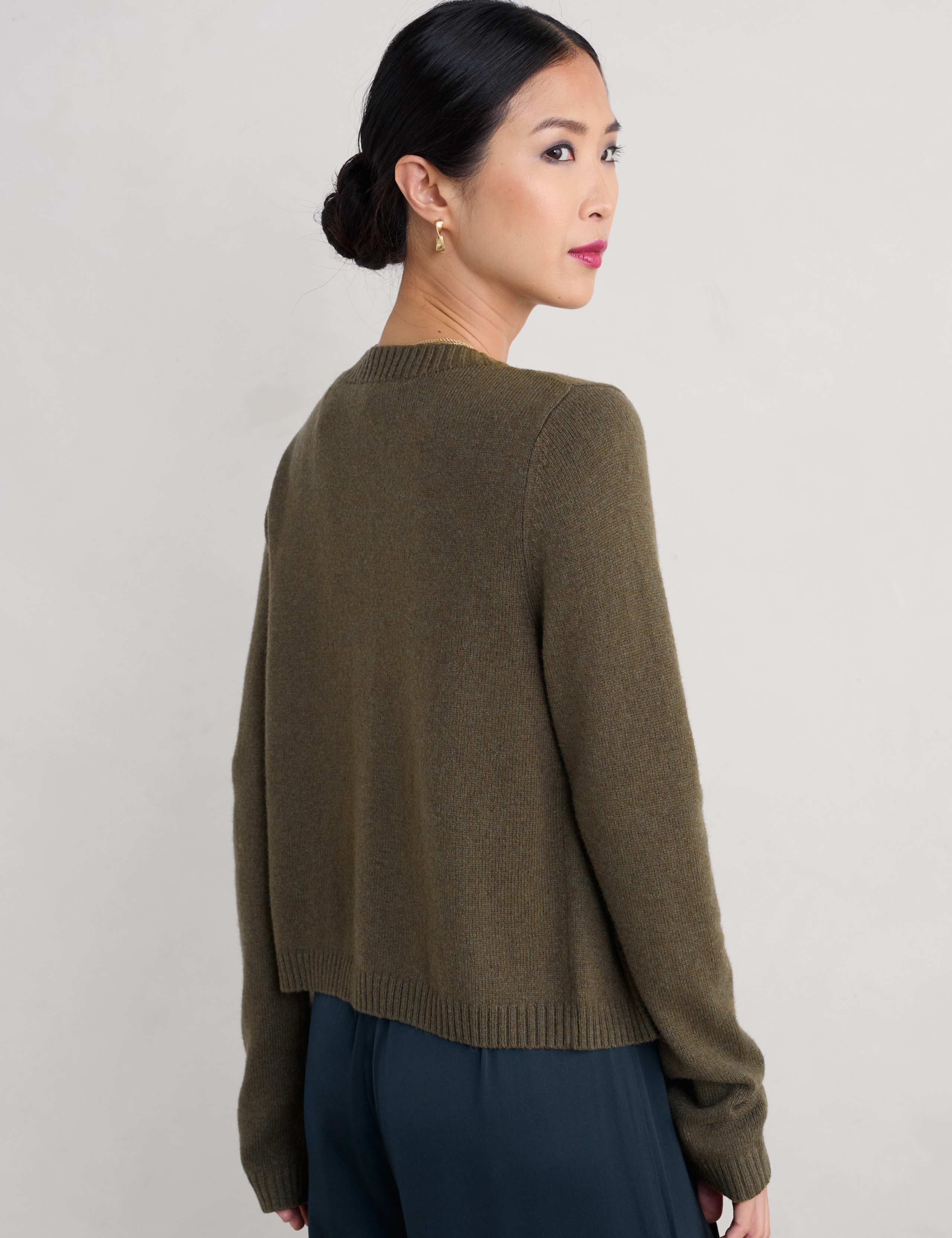Merino Wool Rich Crew Neck Cardigan 4 of 4