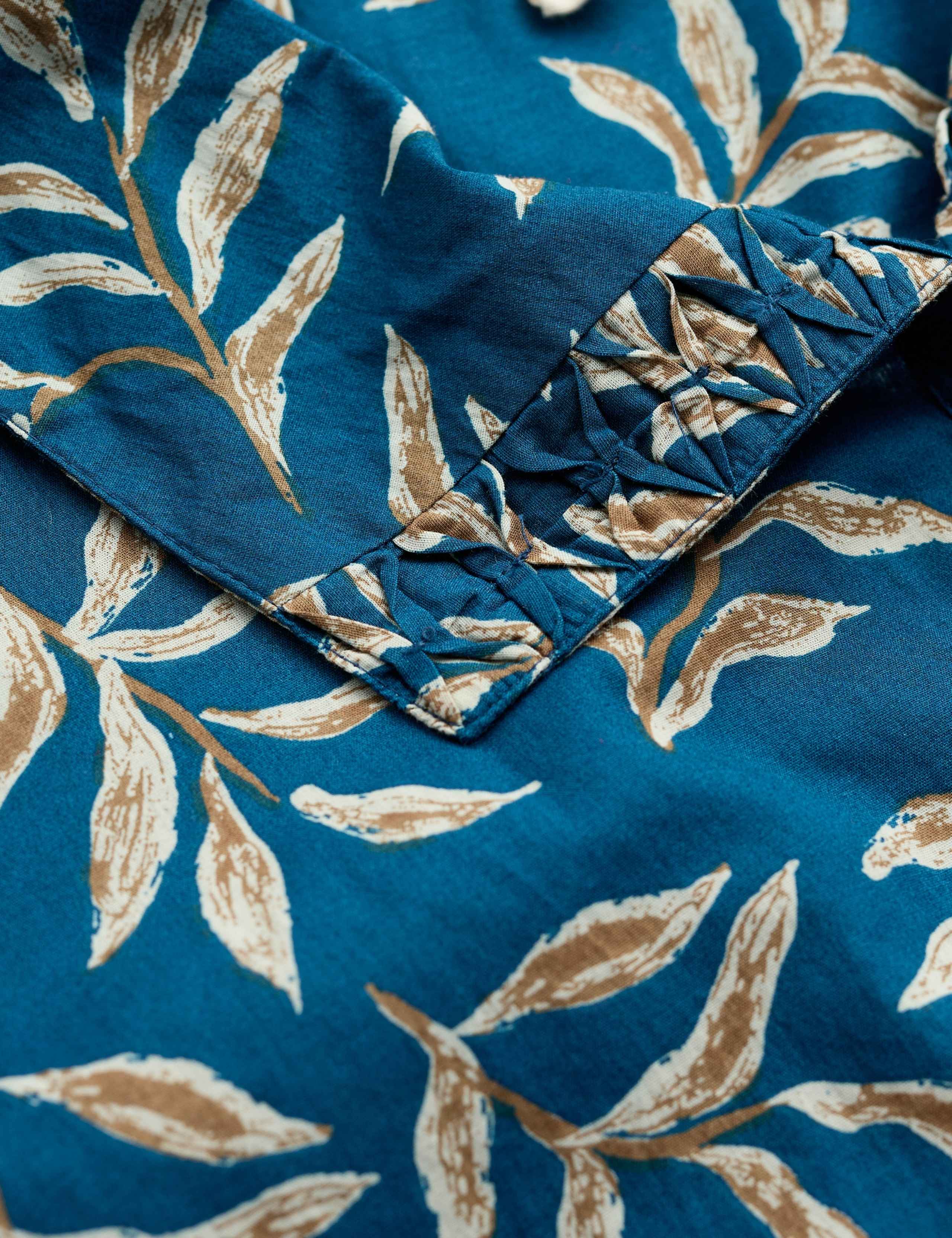 Pure Cotton Printed Collared Gathered Blouse 5 of 5