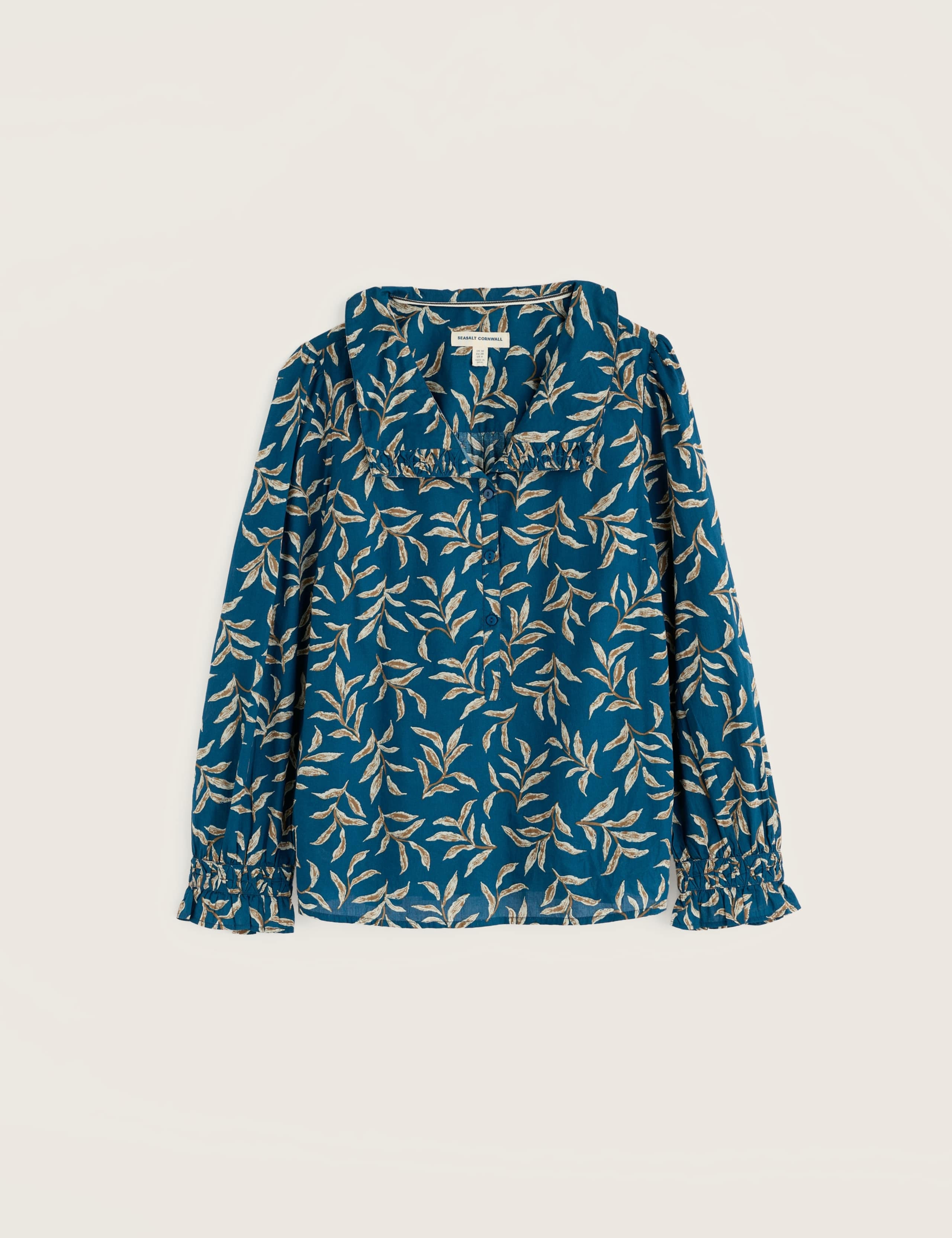 Pure Cotton Printed Collared Gathered Blouse 2 of 5
