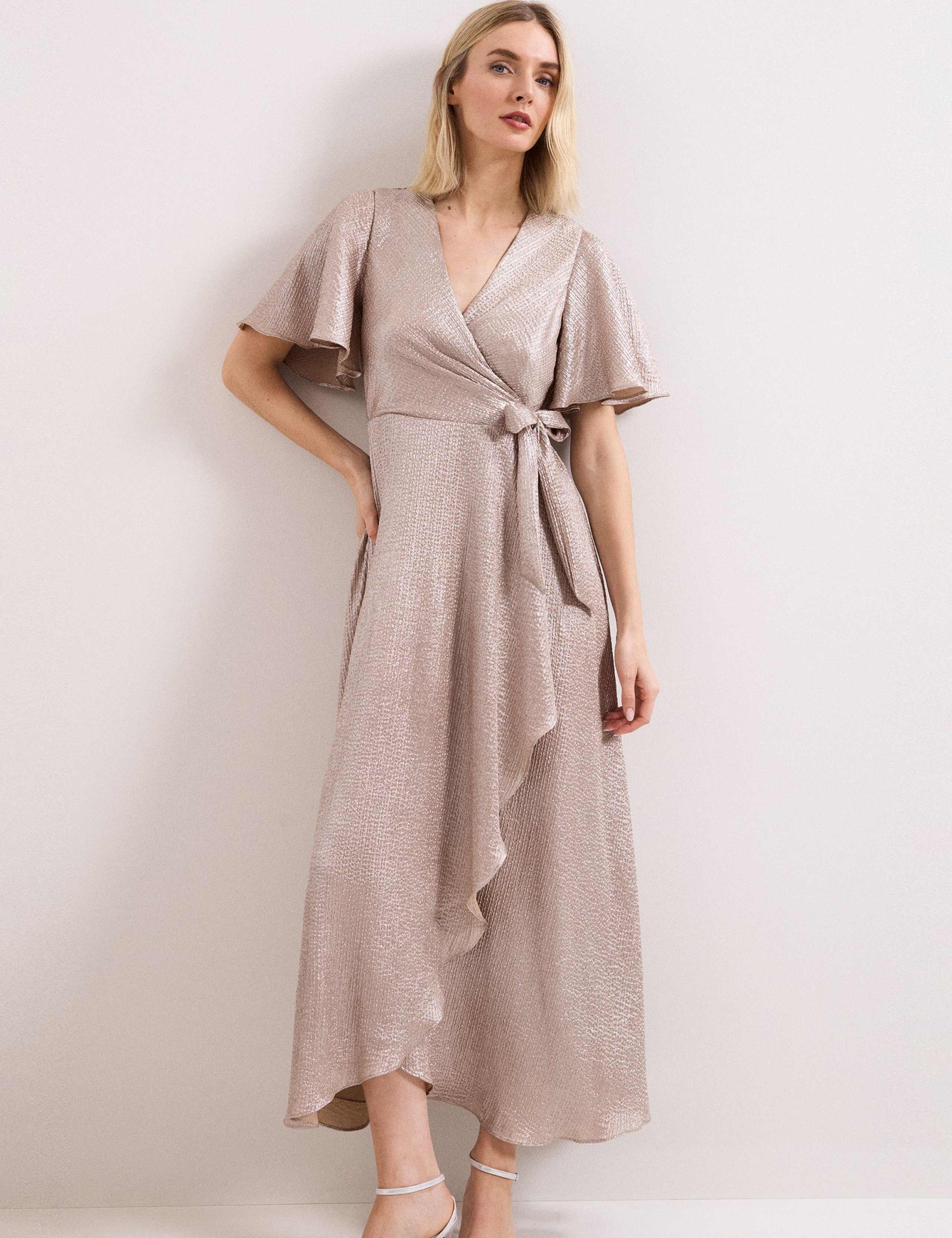 Sparkly V-Neck Maxi Wrap Dress 3 of 8
