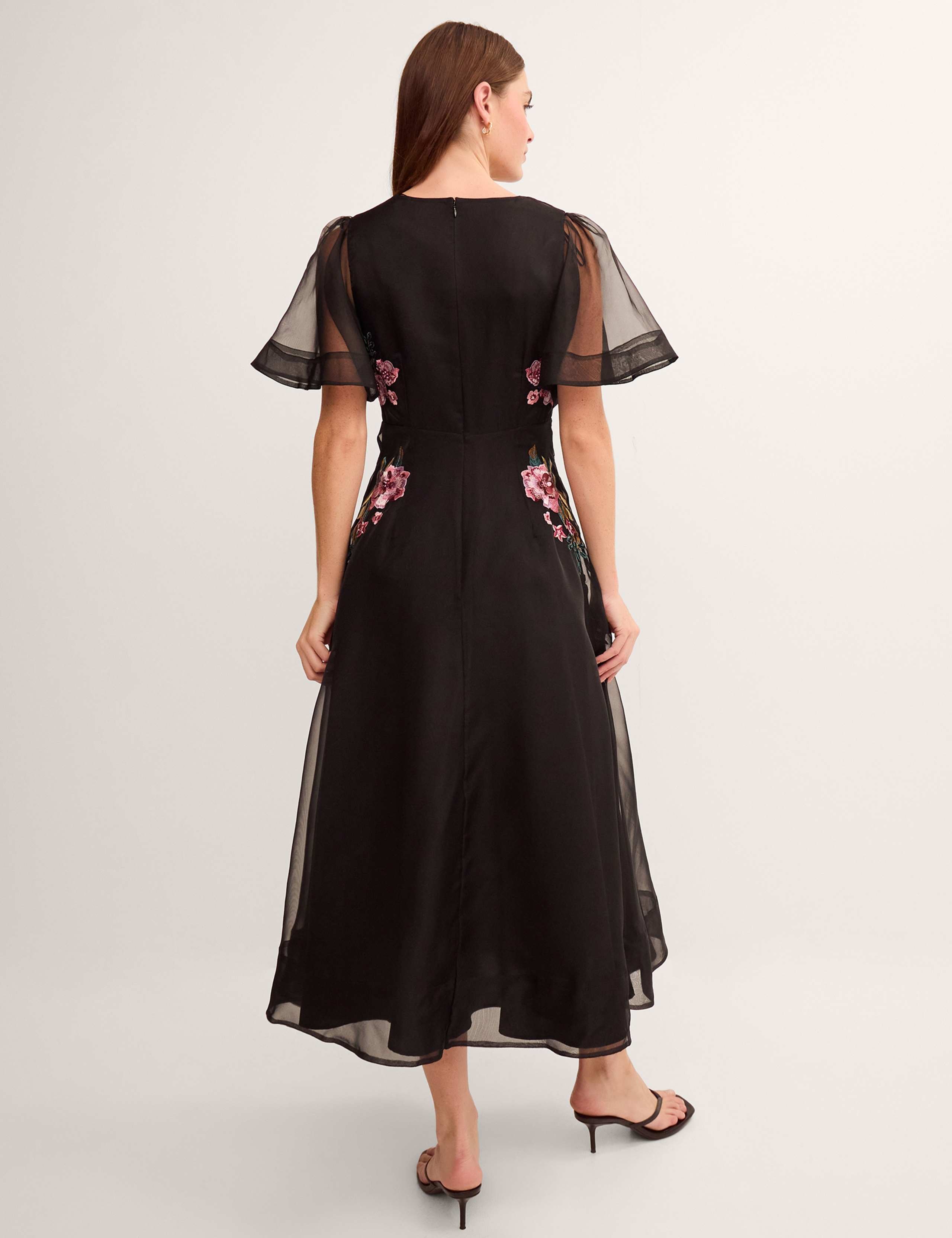 Embroidered V-Neck Midi Tea Dress 2 of 4