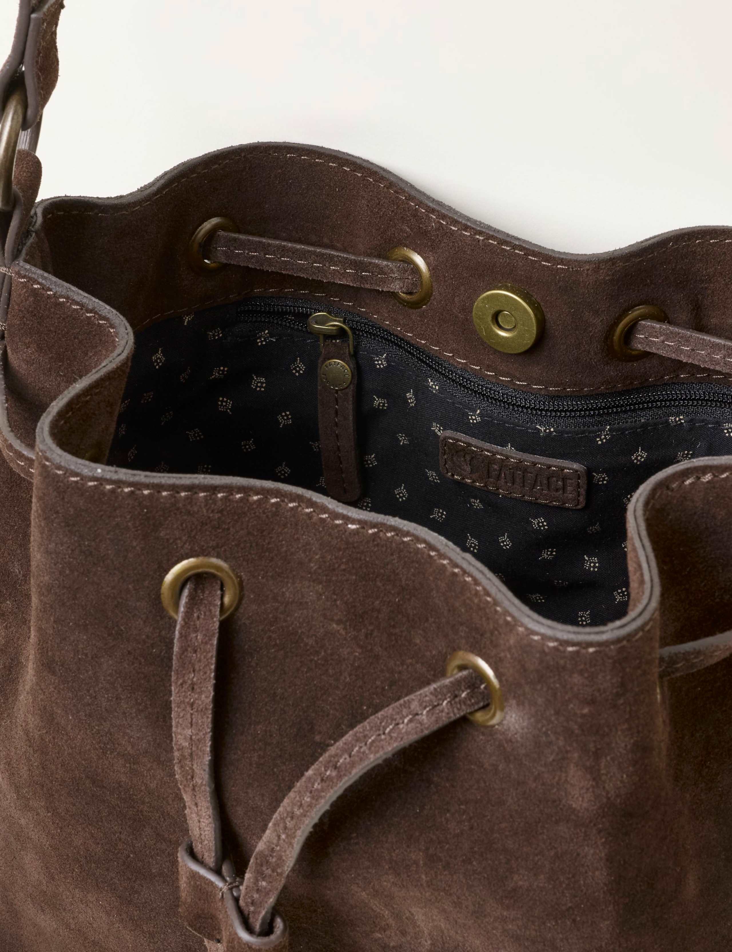 Suede Drawstring Bucket Bag 3 of 4