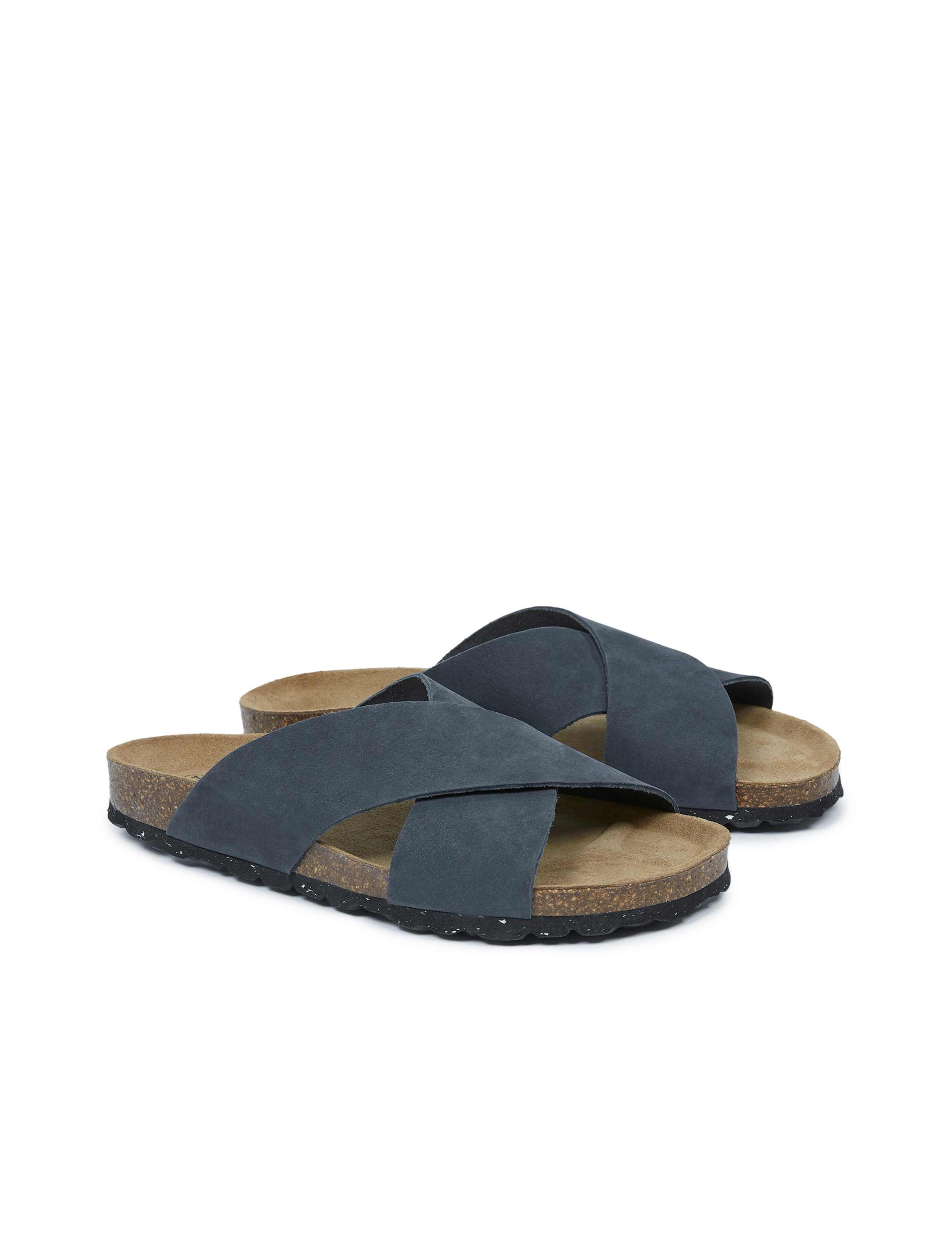 Leather Crossover Flat Sliders 4 of 6