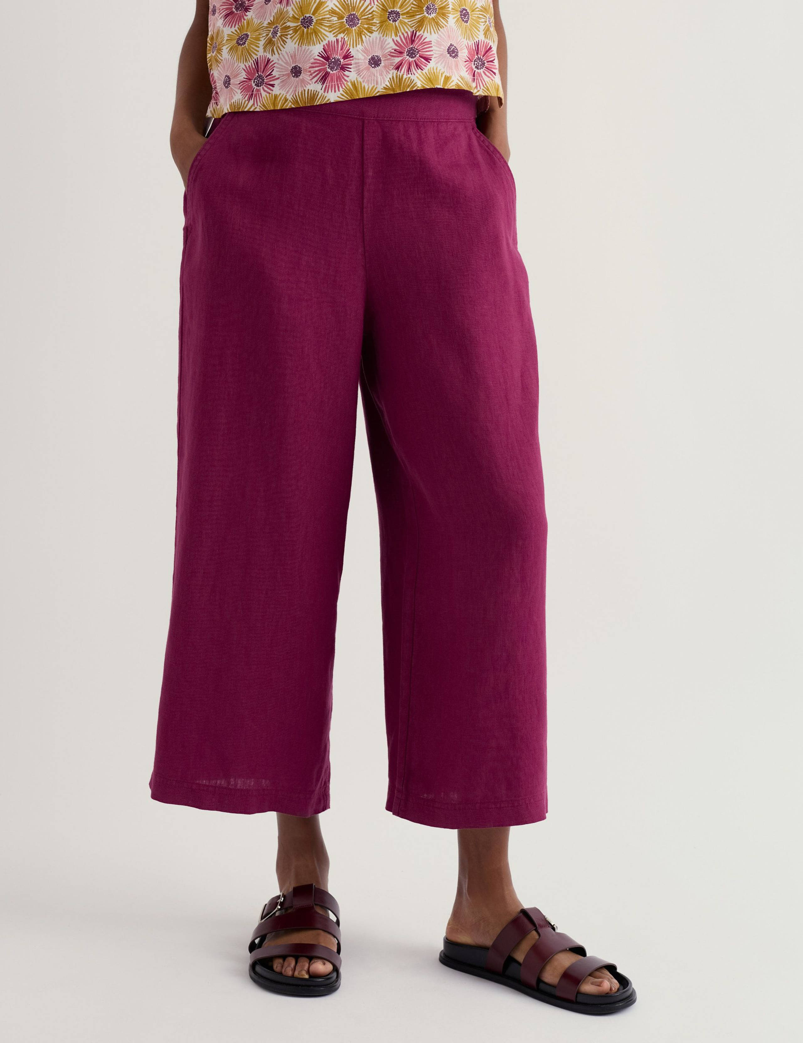 Pure Linen Side Zip Wide Leg Culottes 3 of 5