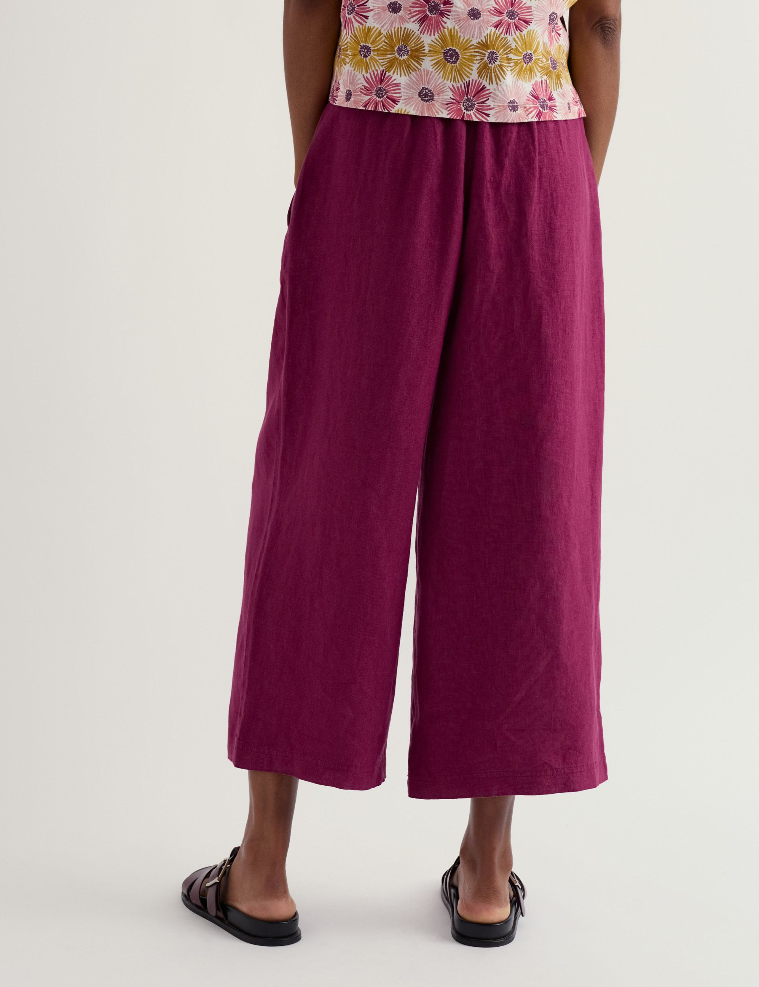 Pure Linen Side Zip Wide Leg Culottes 4 of 5
