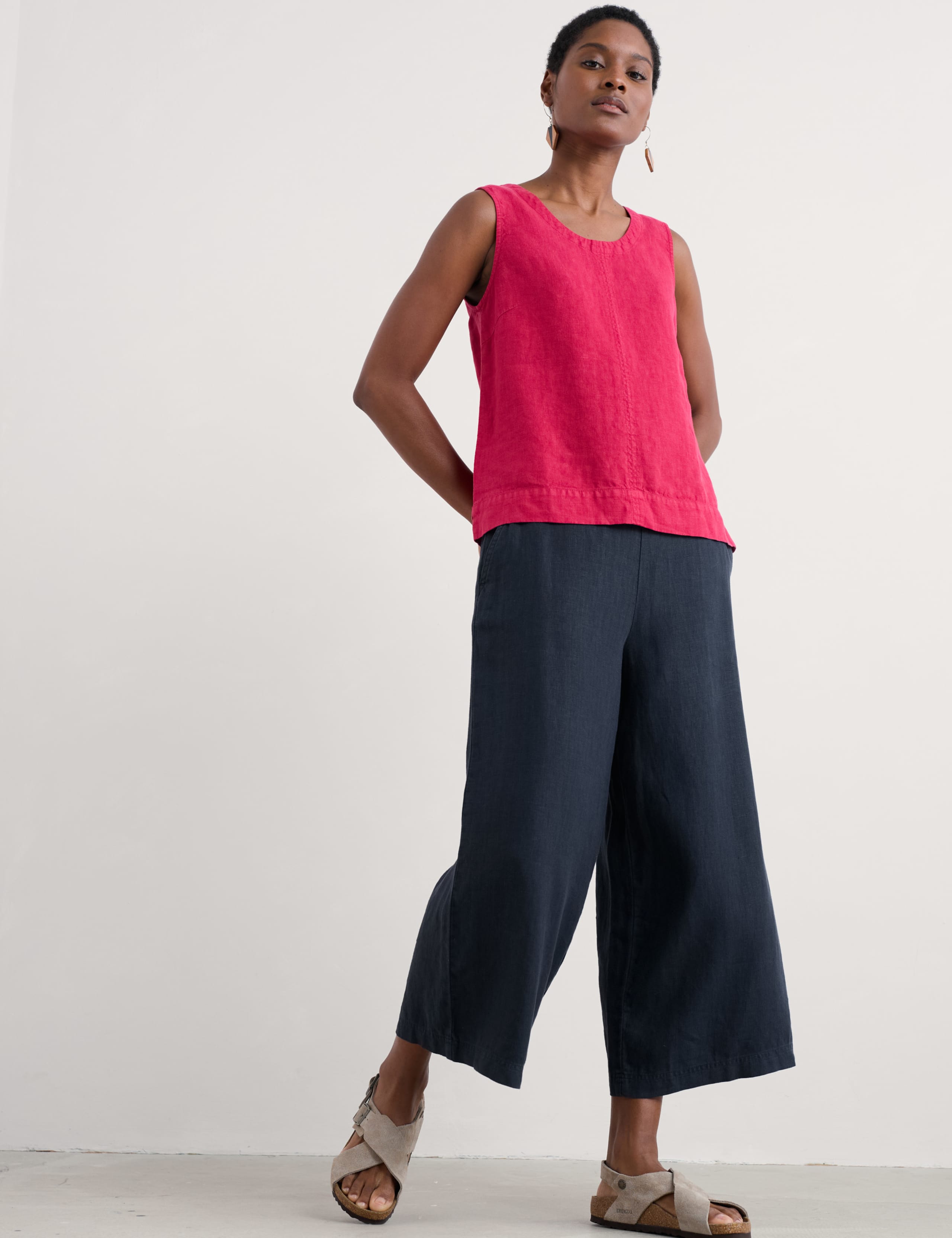 Pure Linen Side Zip Wide Leg Culottes 1 of 4