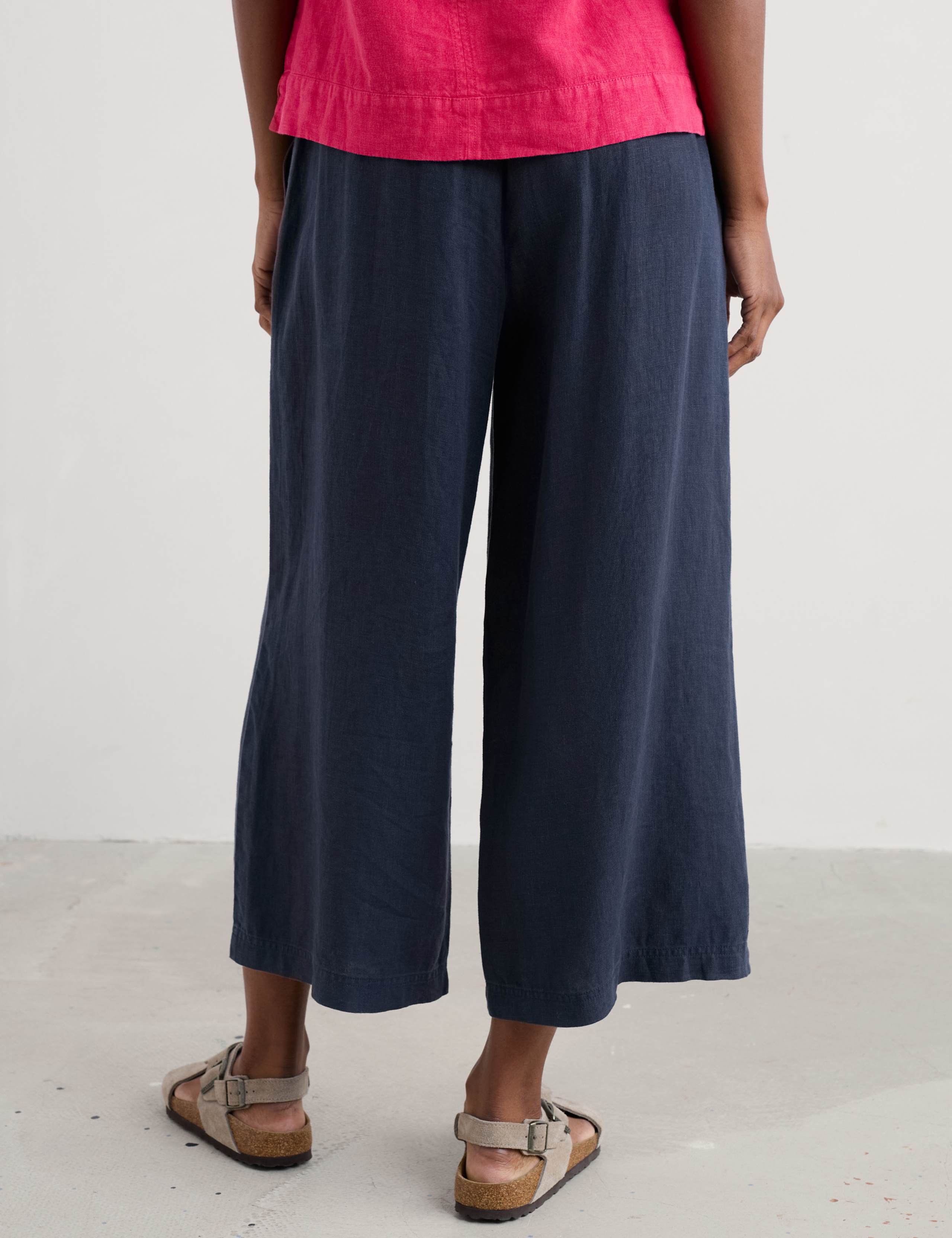 Pure Linen Side Zip Wide Leg Culottes 3 of 4