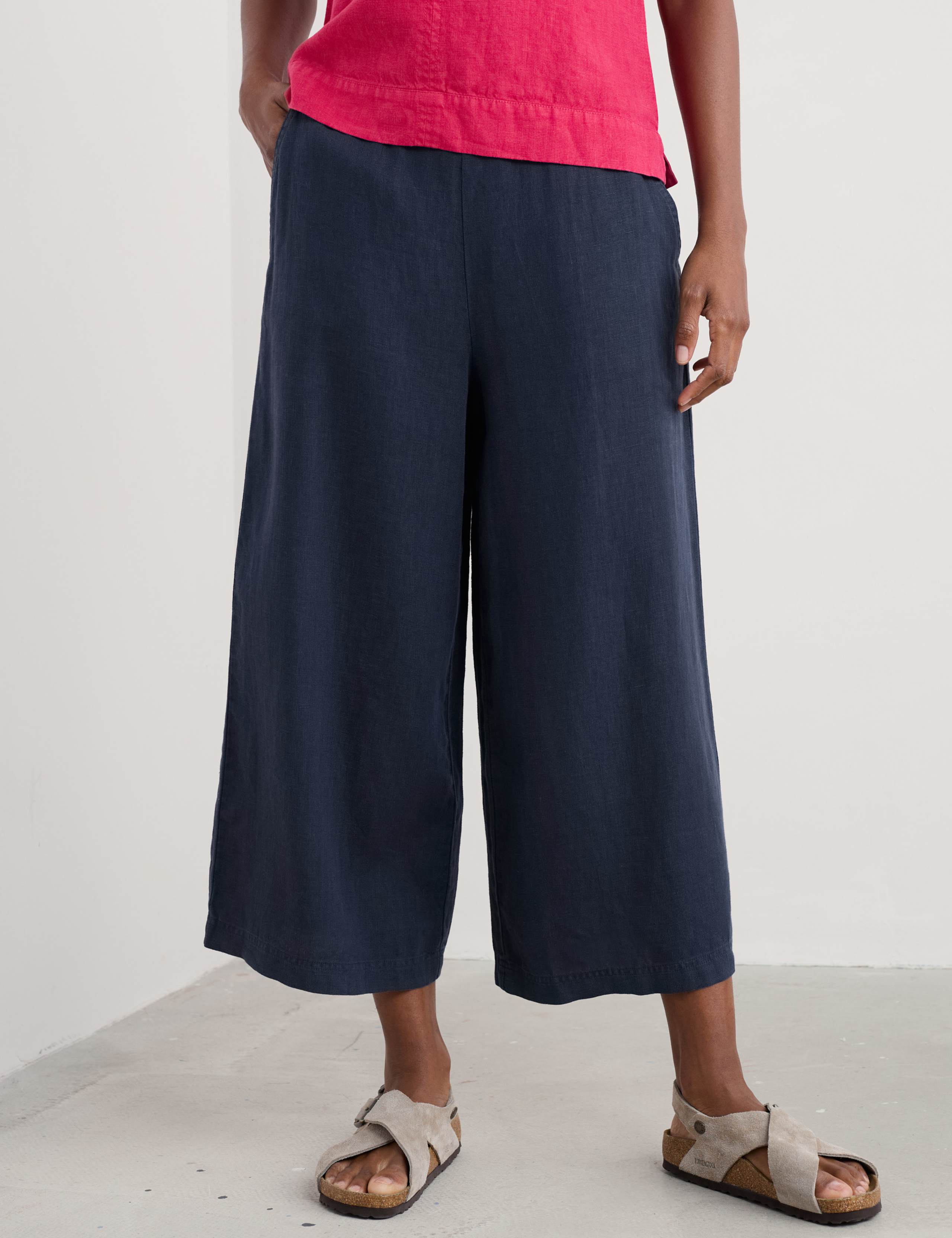 Pure Linen Side Zip Wide Leg Culottes 4 of 4