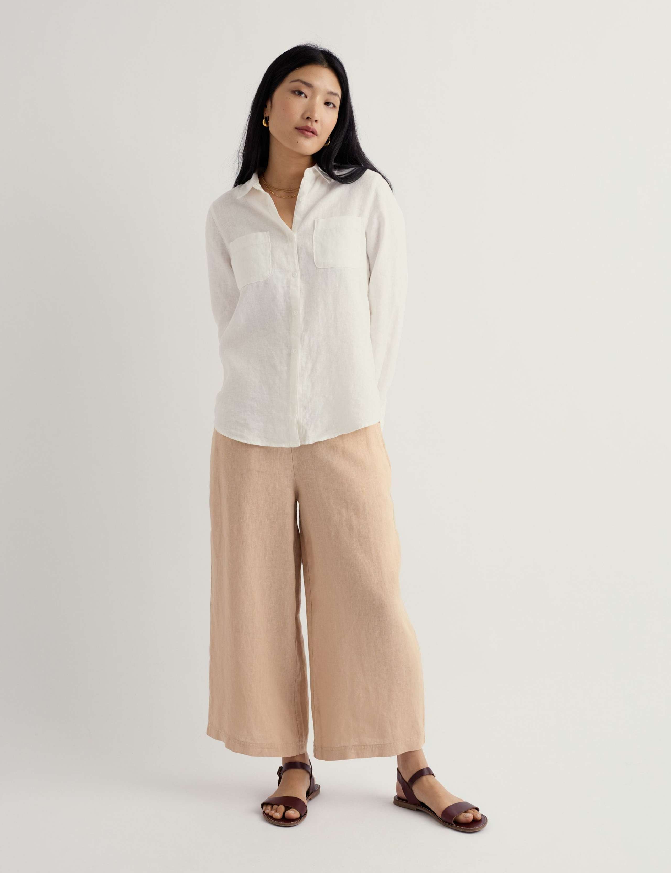Pure Linen Side Zip Wide Leg Culottes 1 of 5