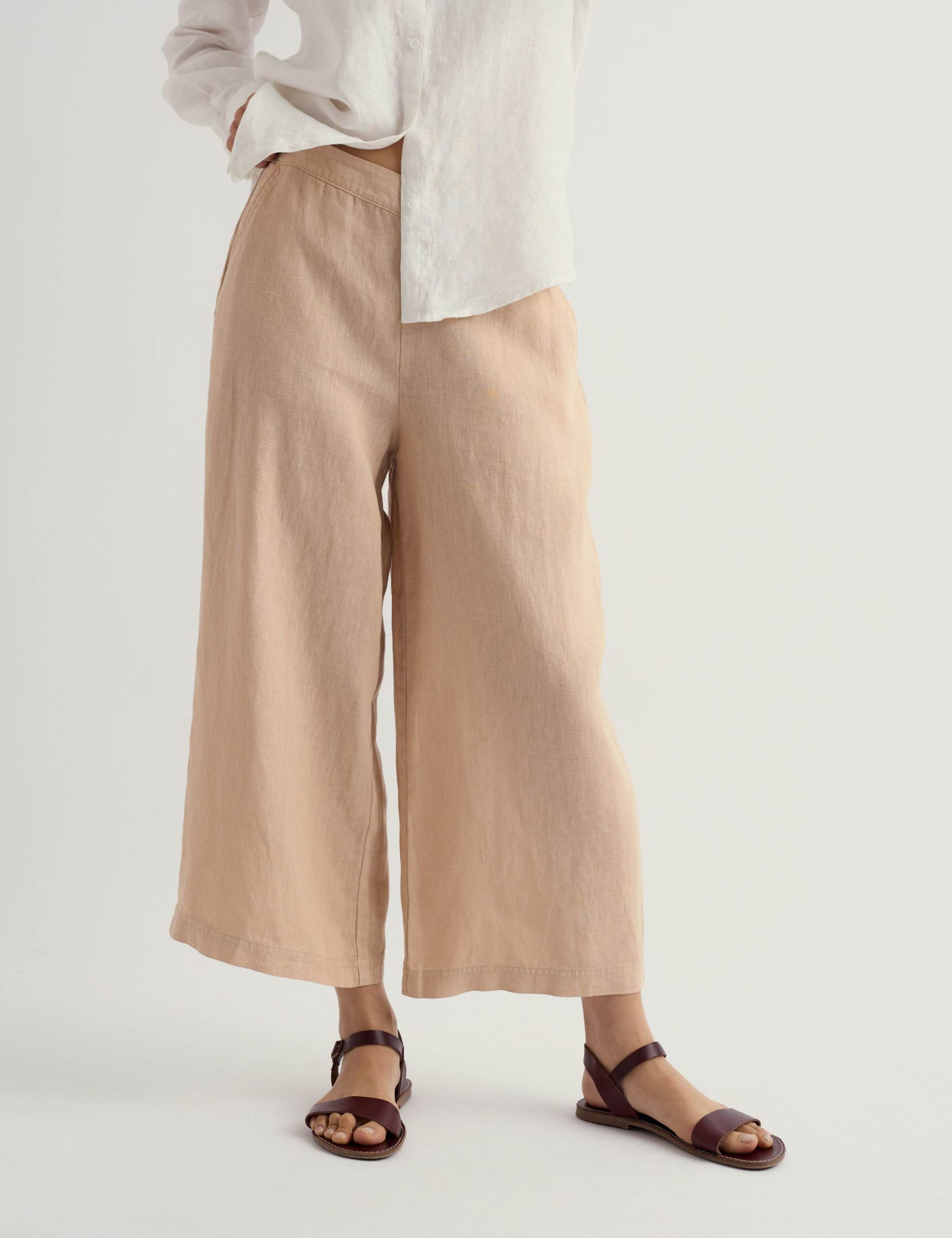 Pure Linen Side Zip Wide Leg Culottes 3 of 5