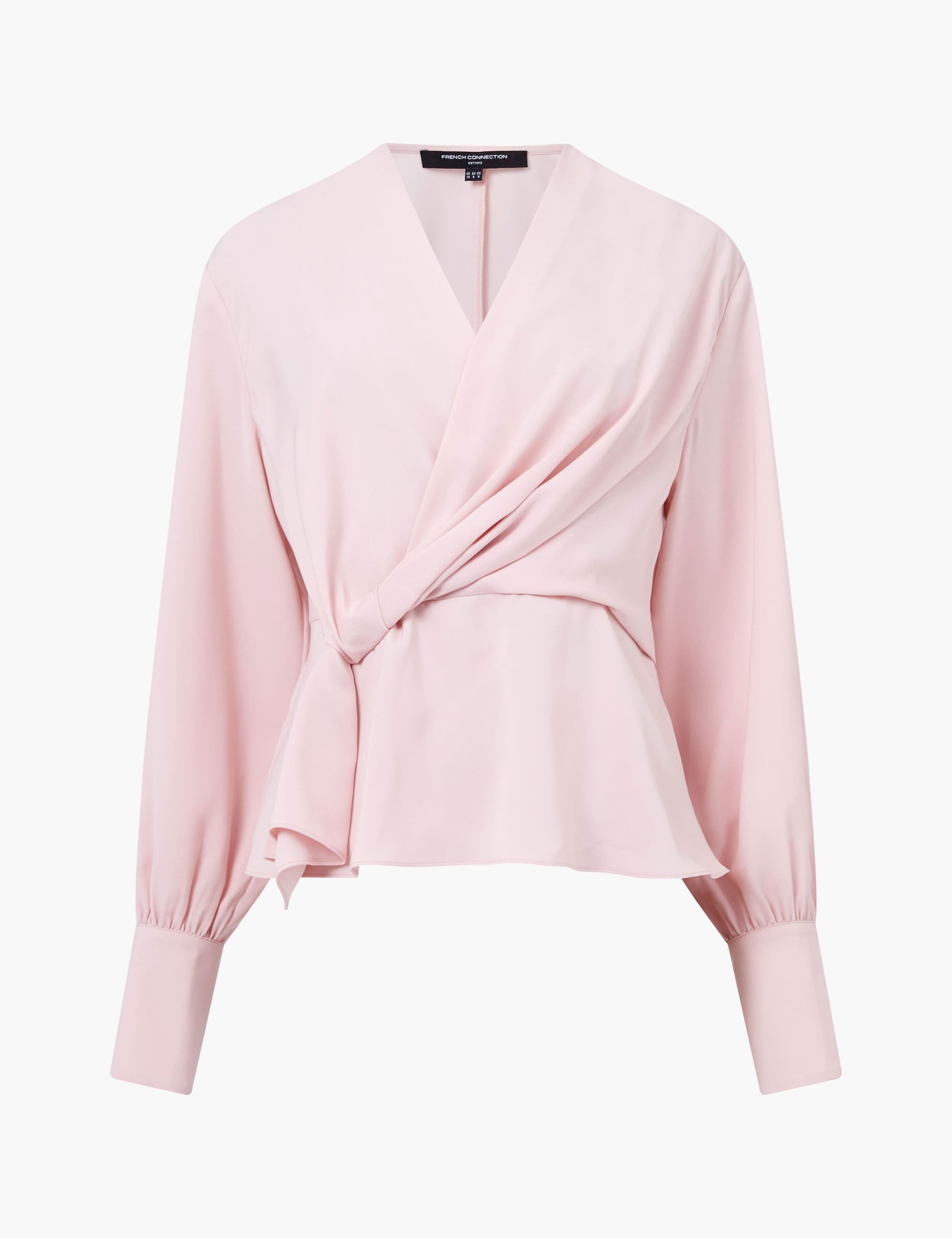 Crepe V-Neck Tie Detail Peplum Top 2 of 3