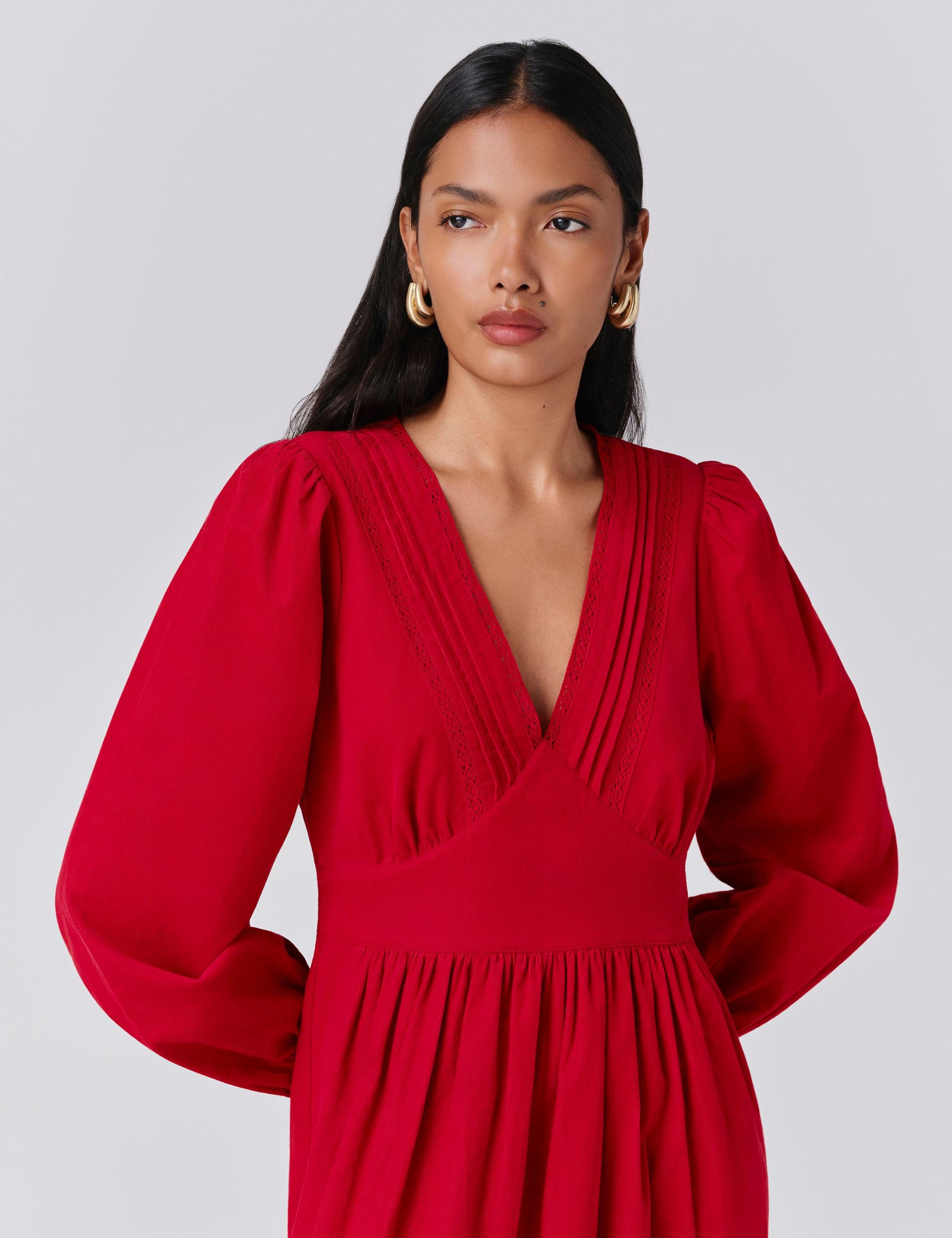 Pure Cotton Corduroy Midi Tiered Dress 2 of 5