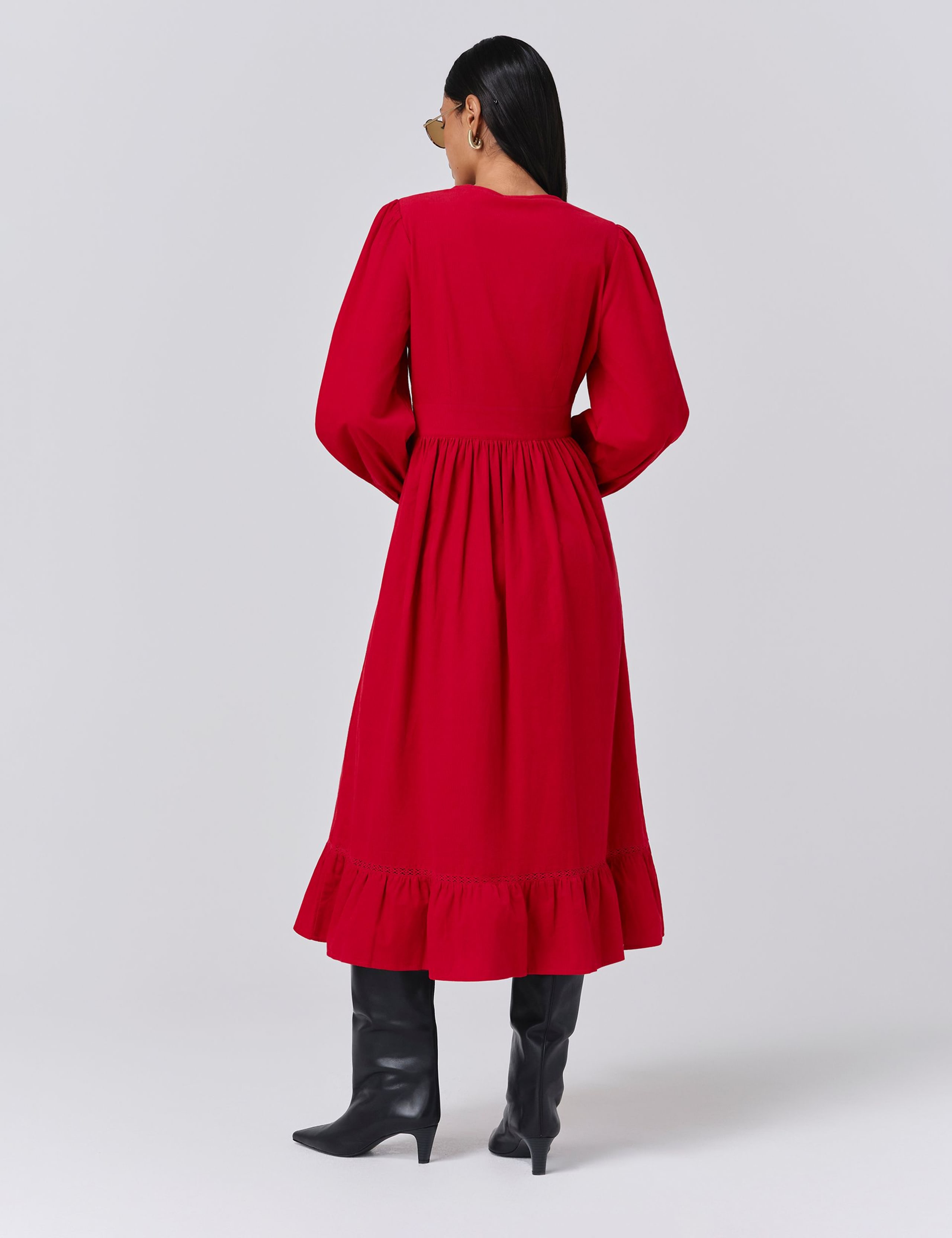 Pure Cotton Corduroy Midi Tiered Dress 3 of 5