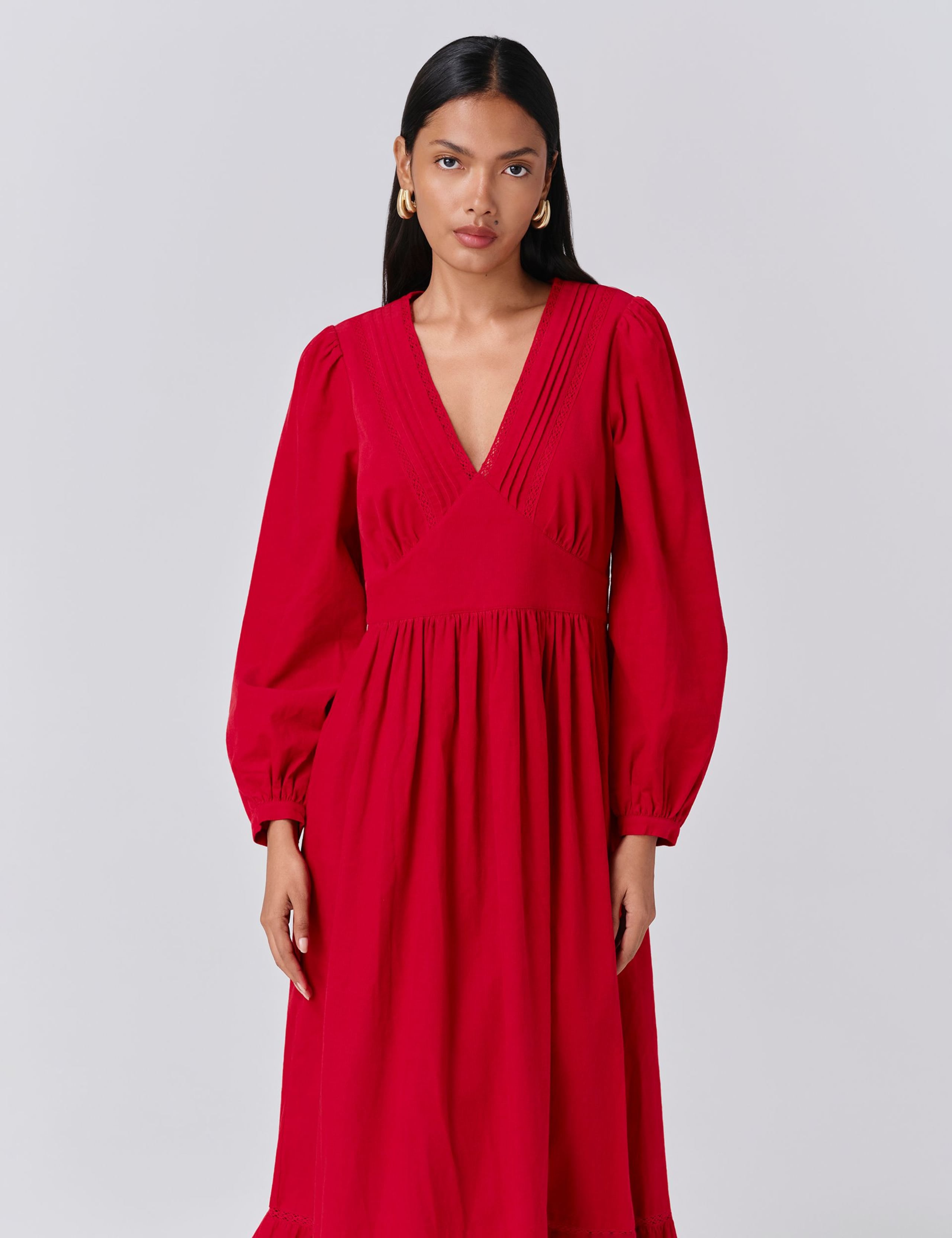 Pure Cotton Corduroy Midi Tiered Dress 4 of 5