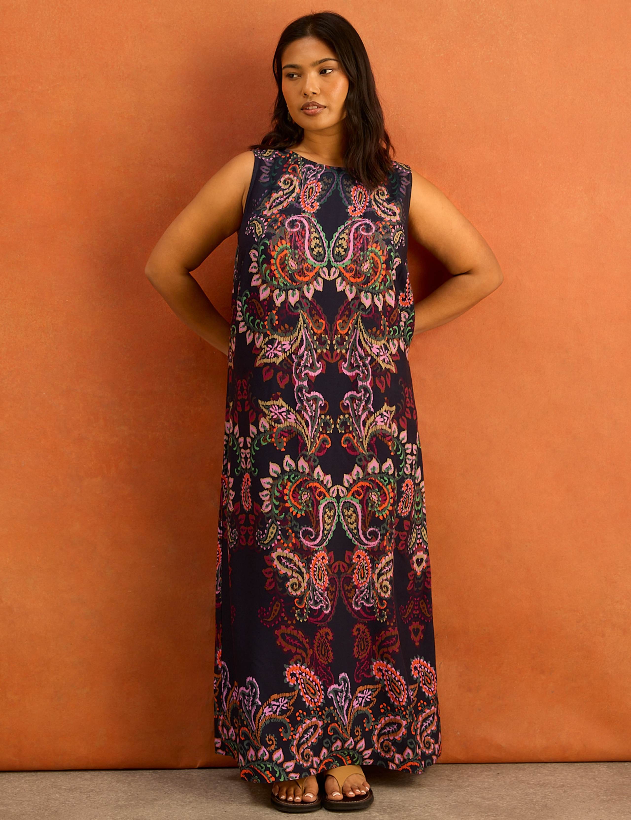 Cotton Blend Paisley Maxi Shift Dress 1 of 4