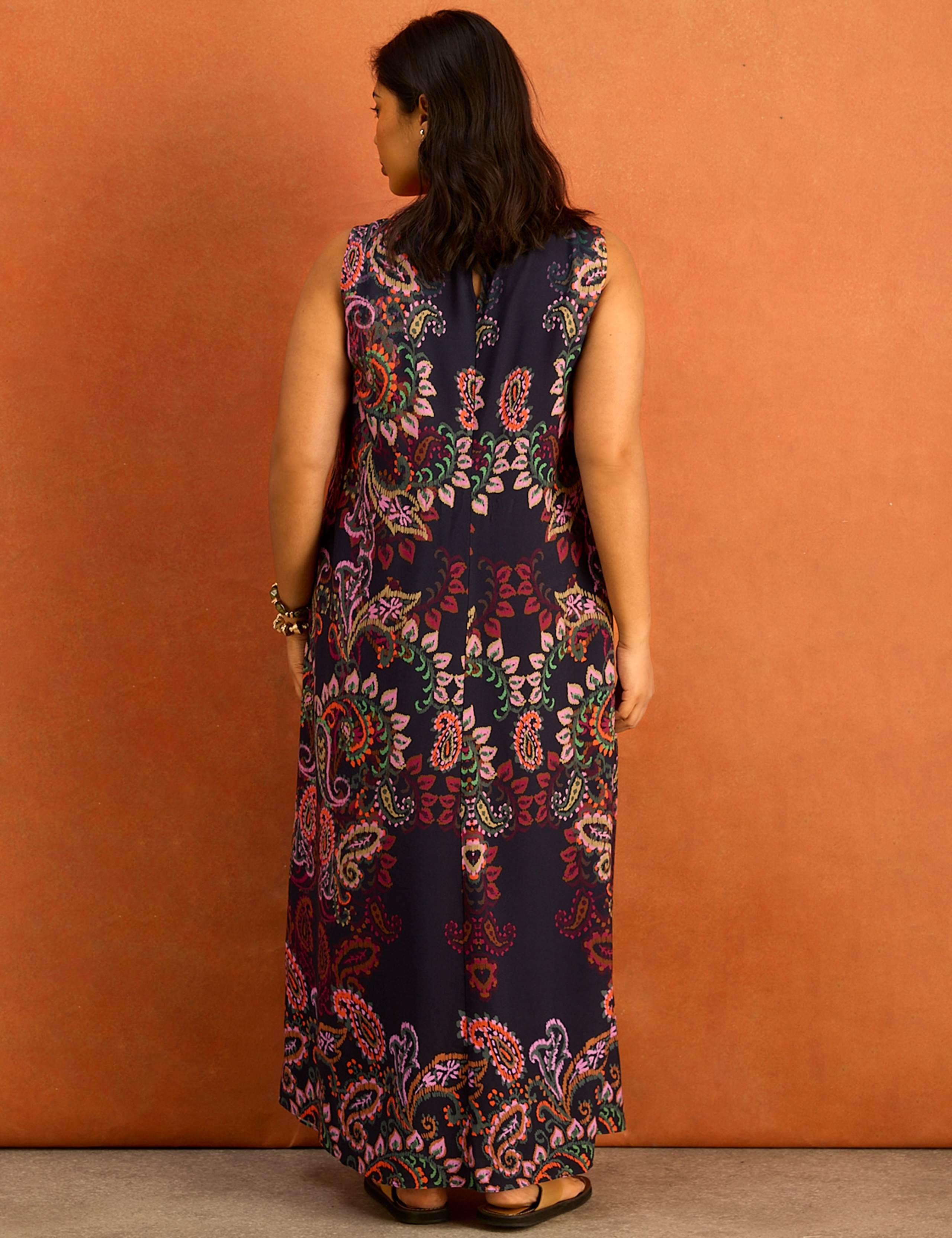 Cotton Blend Paisley Maxi Shift Dress 2 of 4