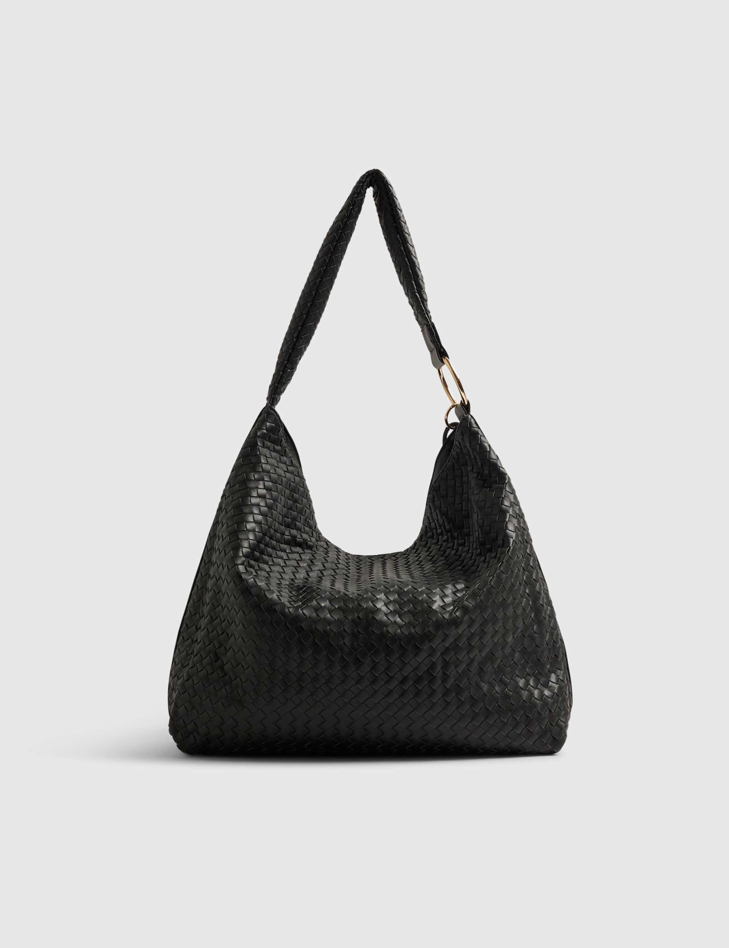 Faux Leather Woven Slouch Bag 3 of 5