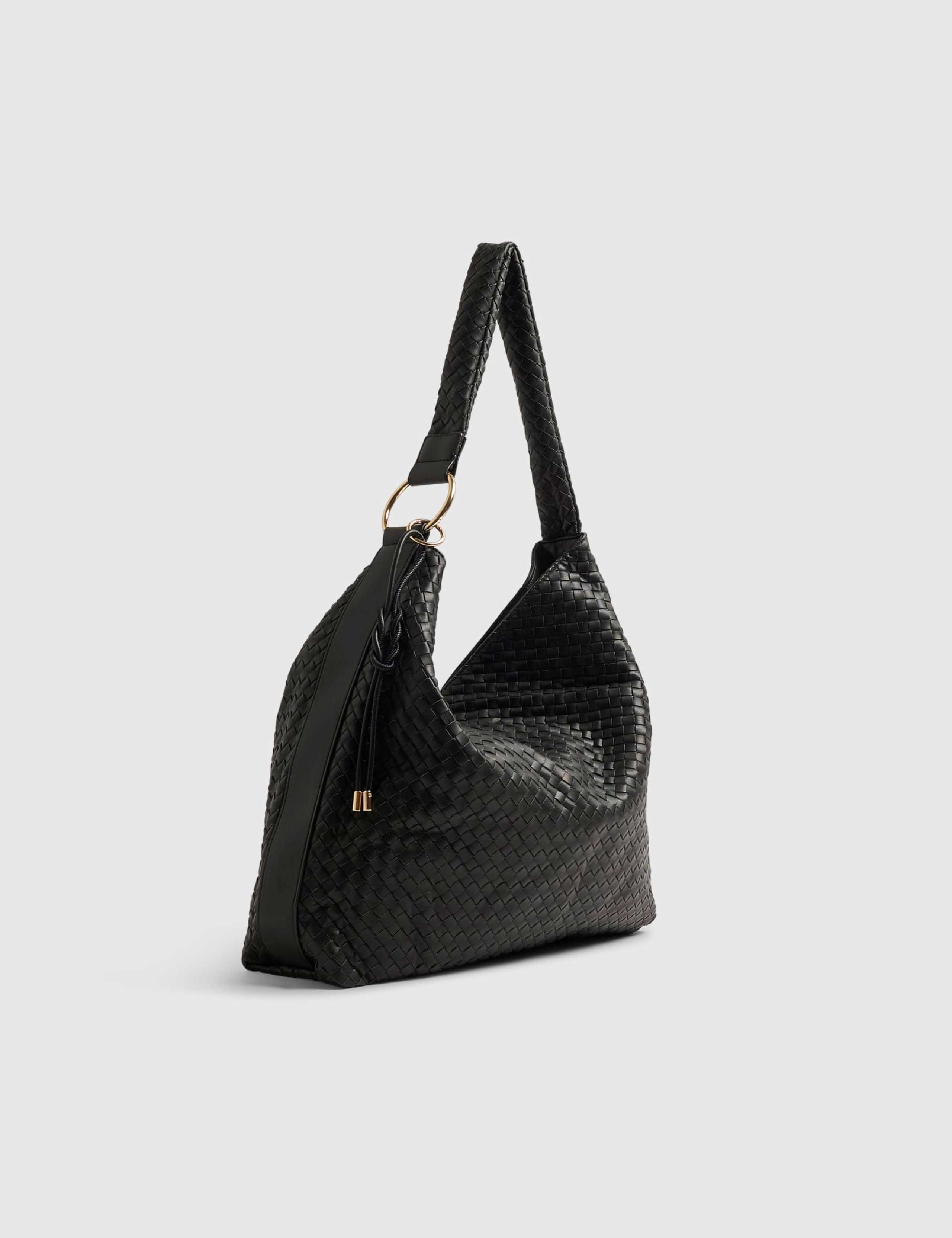 Faux Leather Woven Slouch Bag 4 of 5