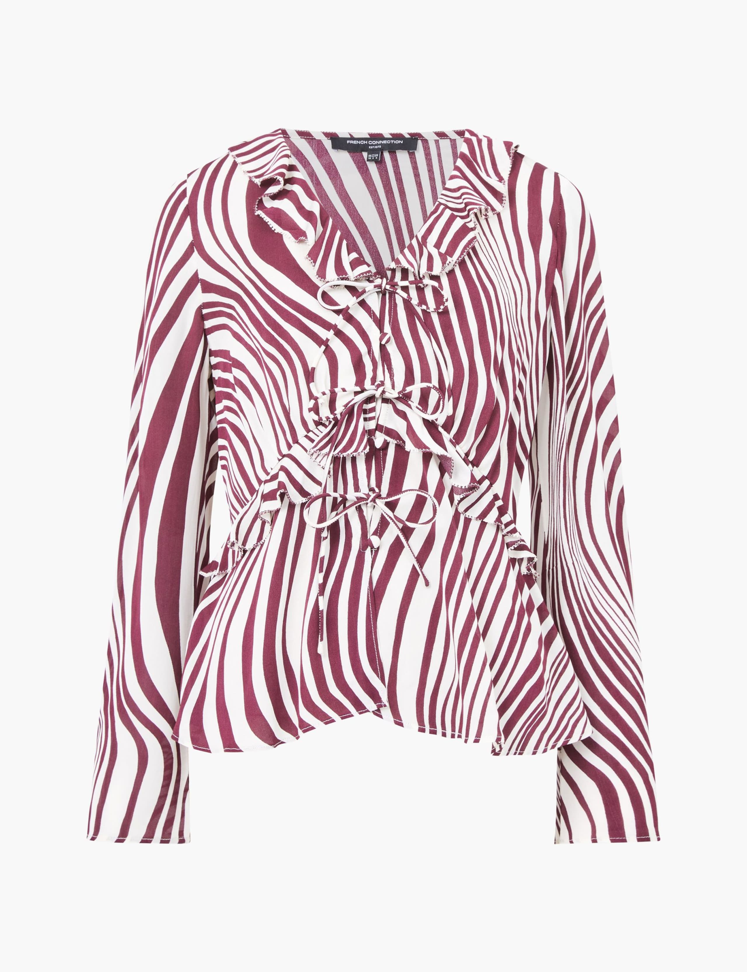 Printed V-Neck Tie Detail Blouse 2 of 3