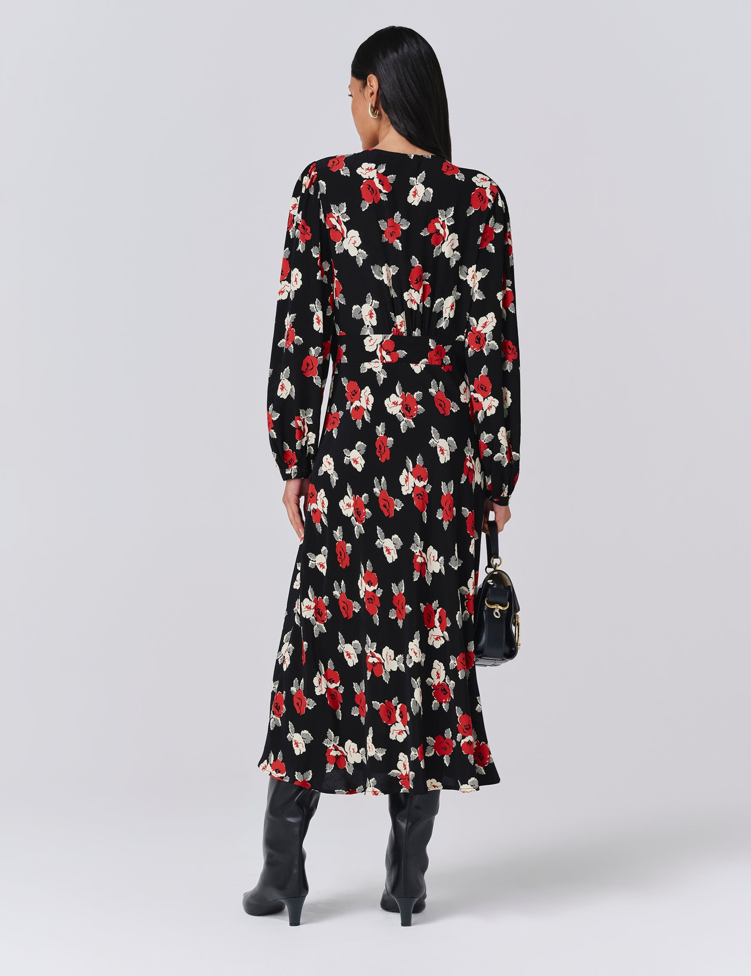 Crepe Floral Midi Tea Dress 3 of 5