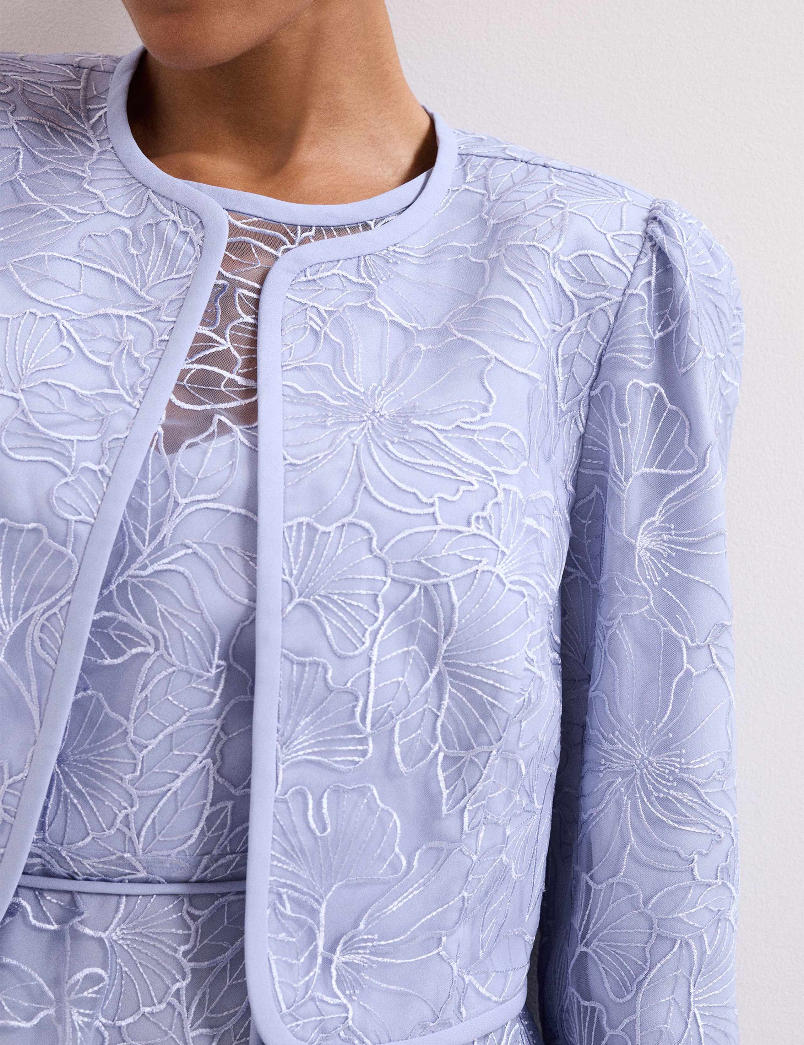 Embroidered Collarless Short Jacket 6 of 6