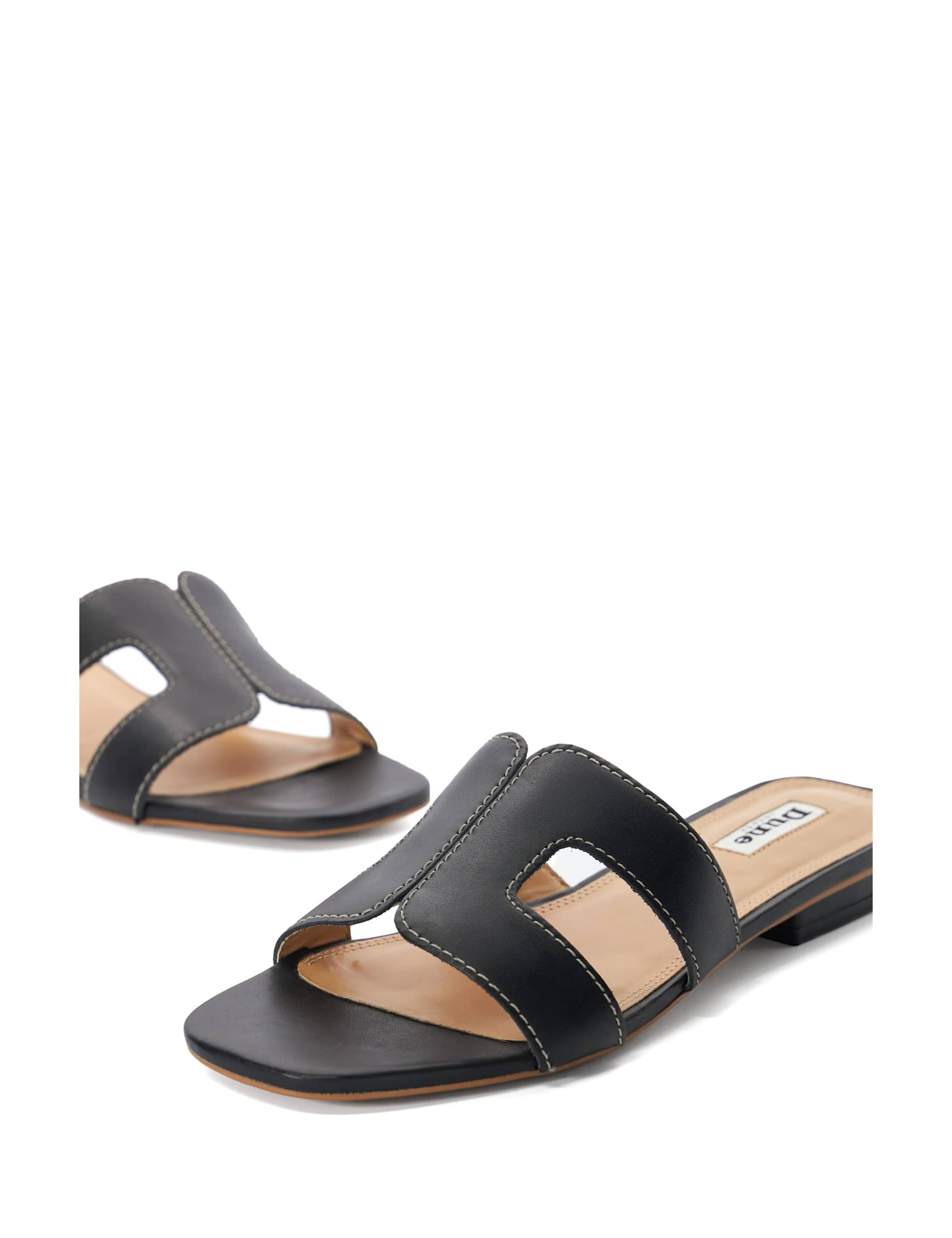 Leather Cutout Block Heel Sliders 4 of 6