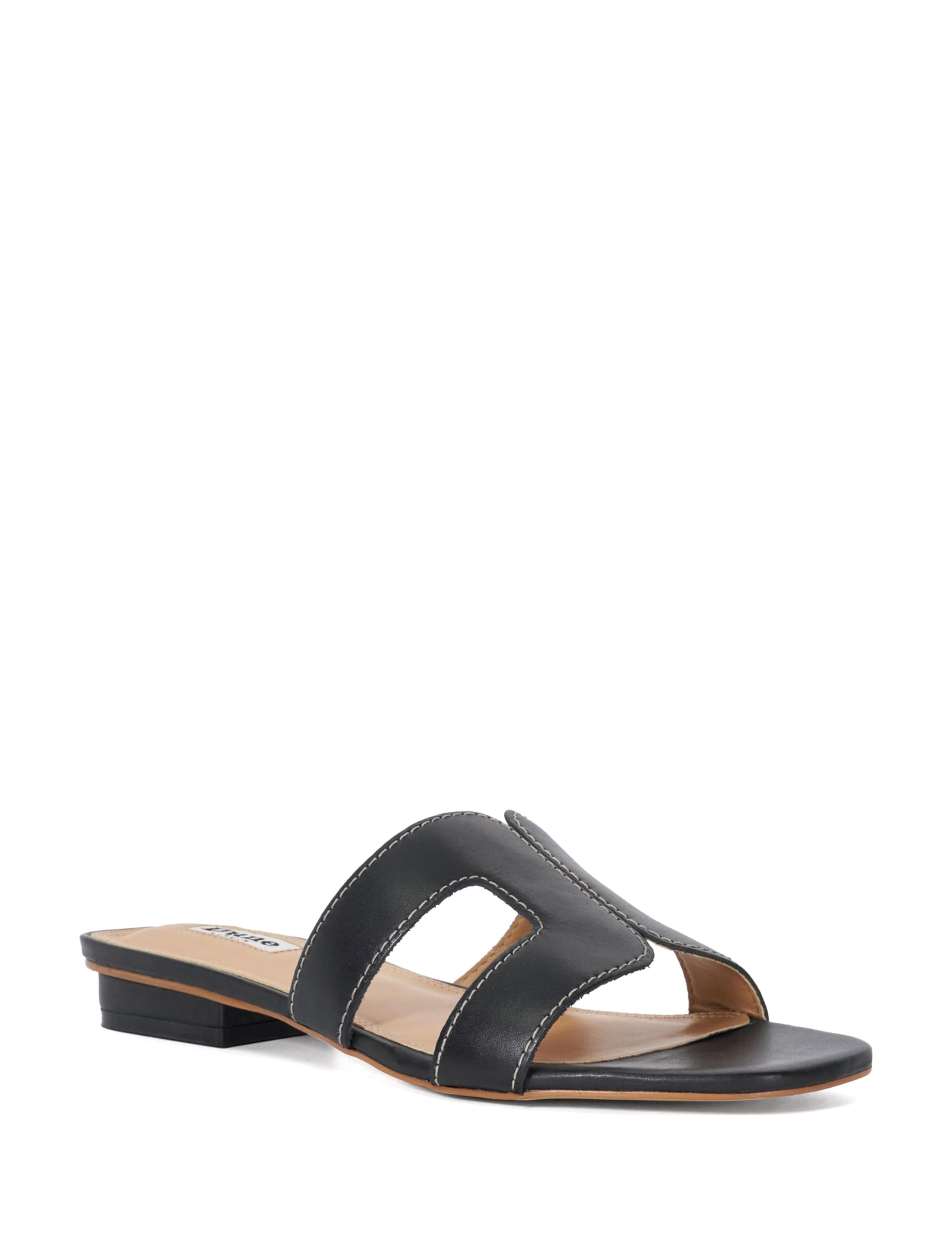 Leather Cutout Block Heel Sliders 5 of 6