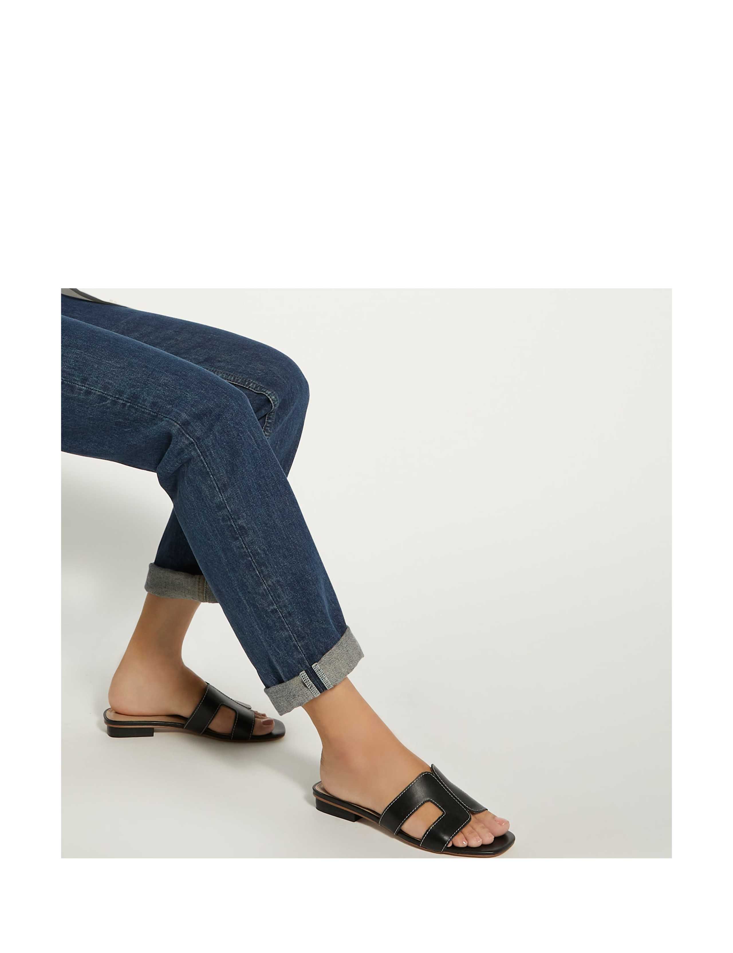 Leather Cutout Block Heel Sliders 2 of 6