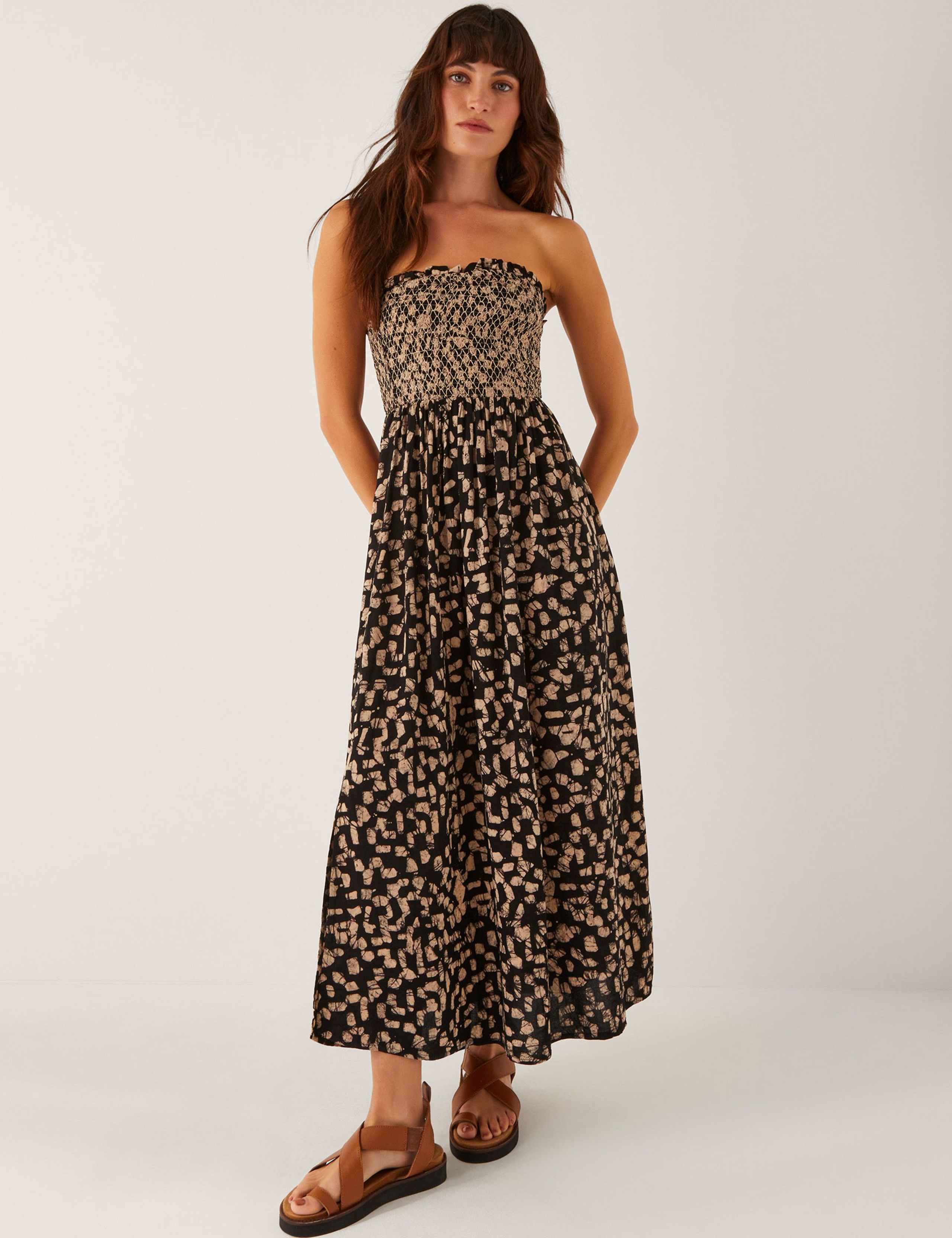 Geometric Maxi Shirred Dress 1 of 5