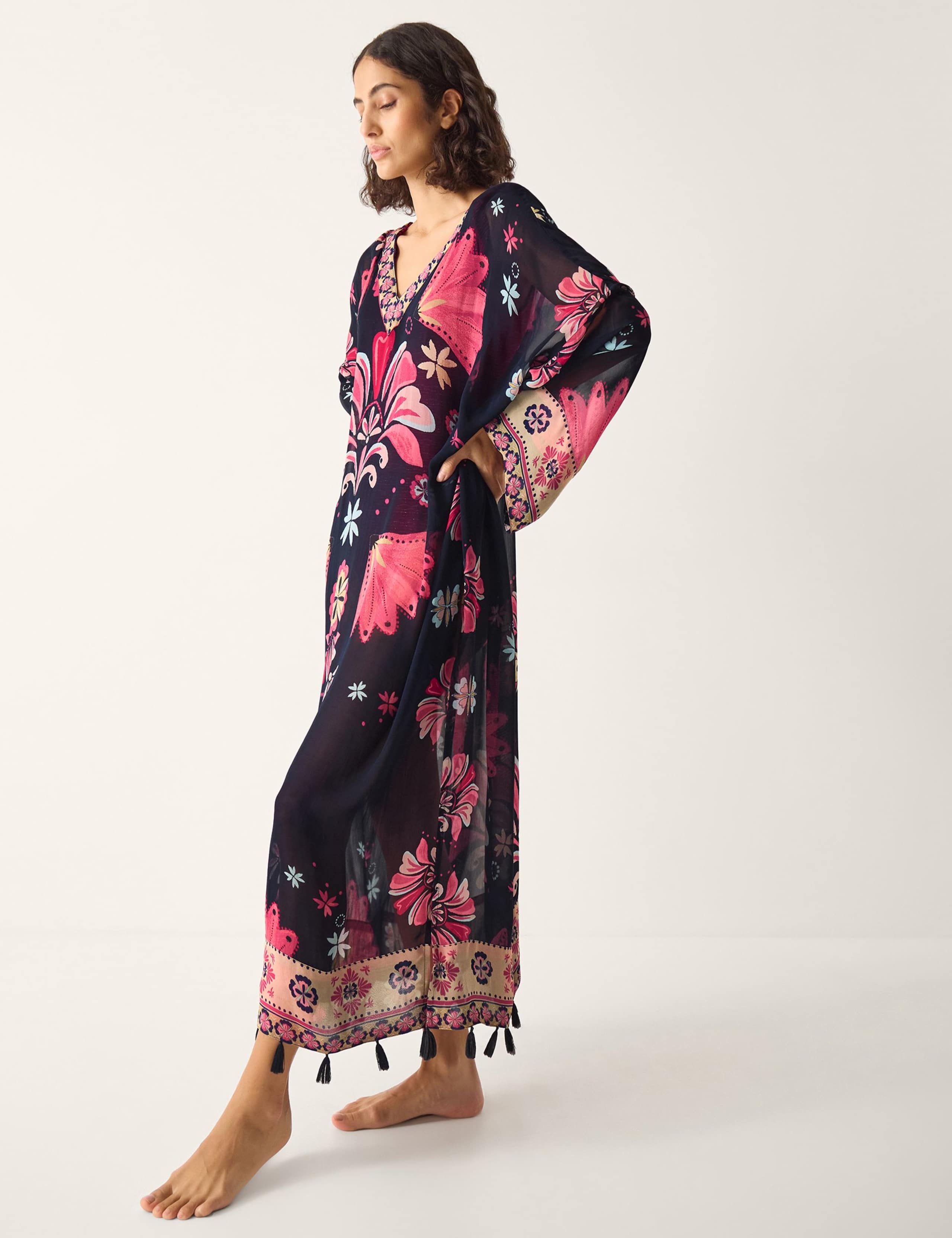 Floral V-Neck Relaxed Kaftan Dress 1 of 5