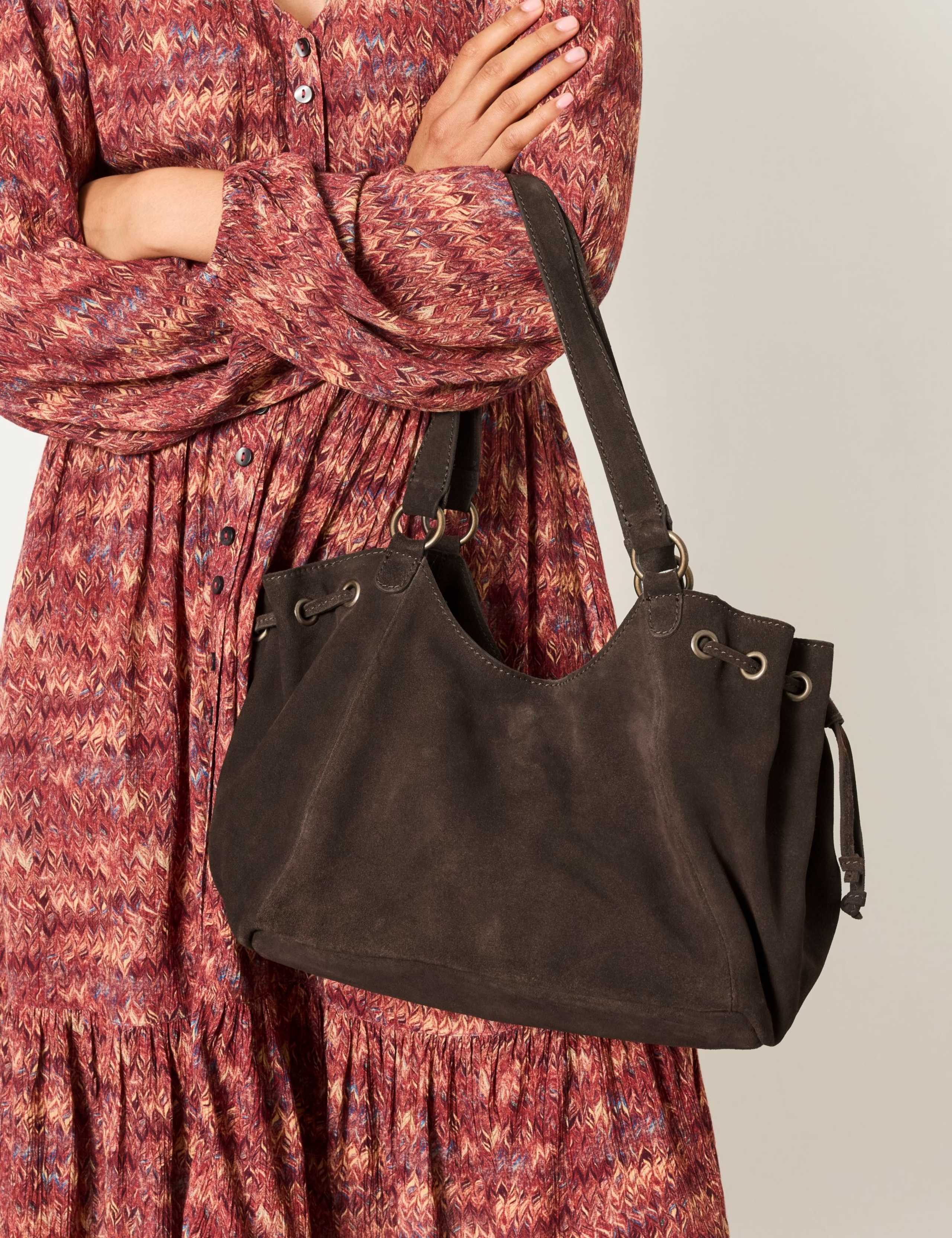 Suede Ruched Shoulder Bag 4 of 5