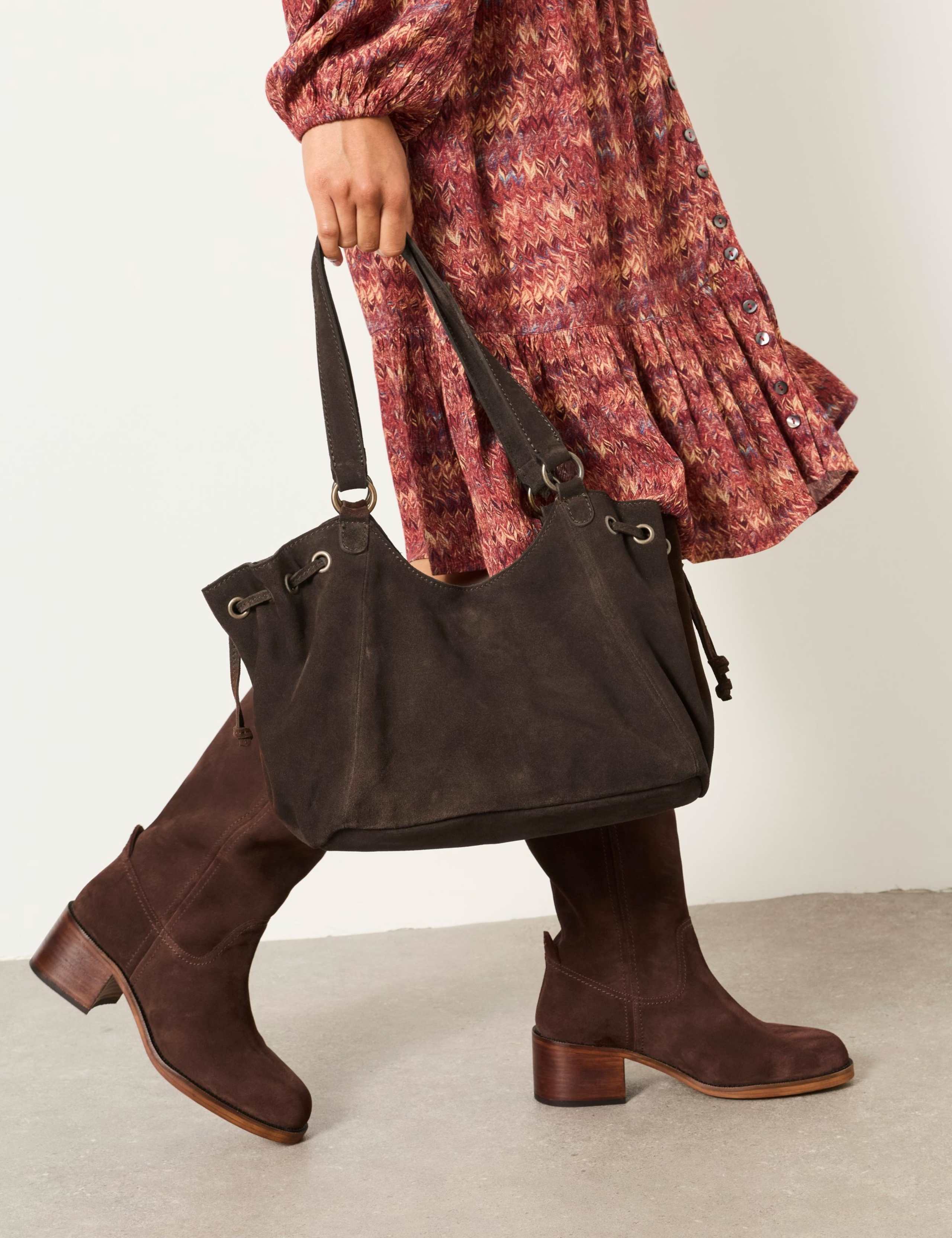 Suede Ruched Shoulder Bag 5 of 5
