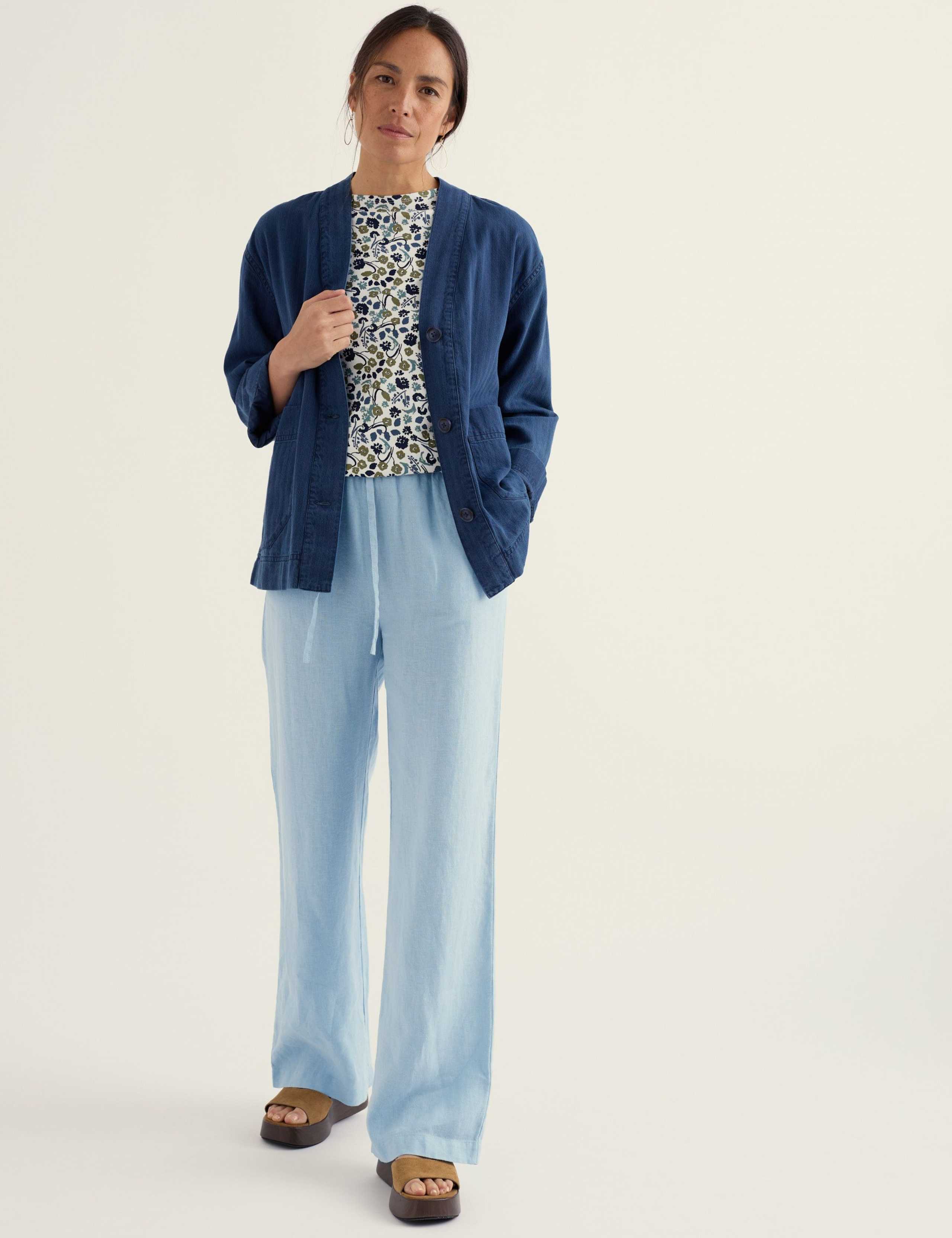 Pure Linen Elasticated Waist Trousers 1 of 5