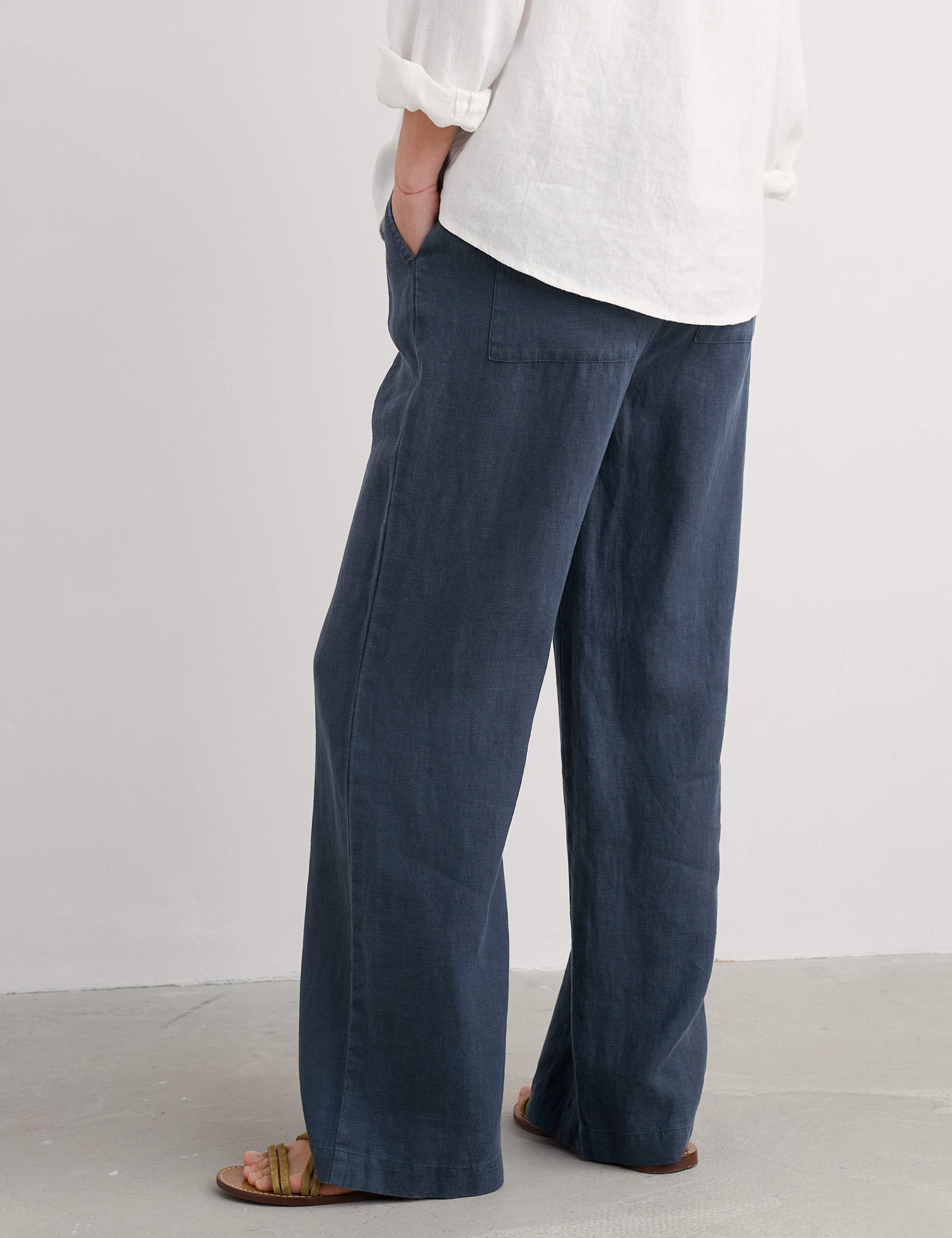 Pure Linen Elasticated Waist Trousers 4 of 4